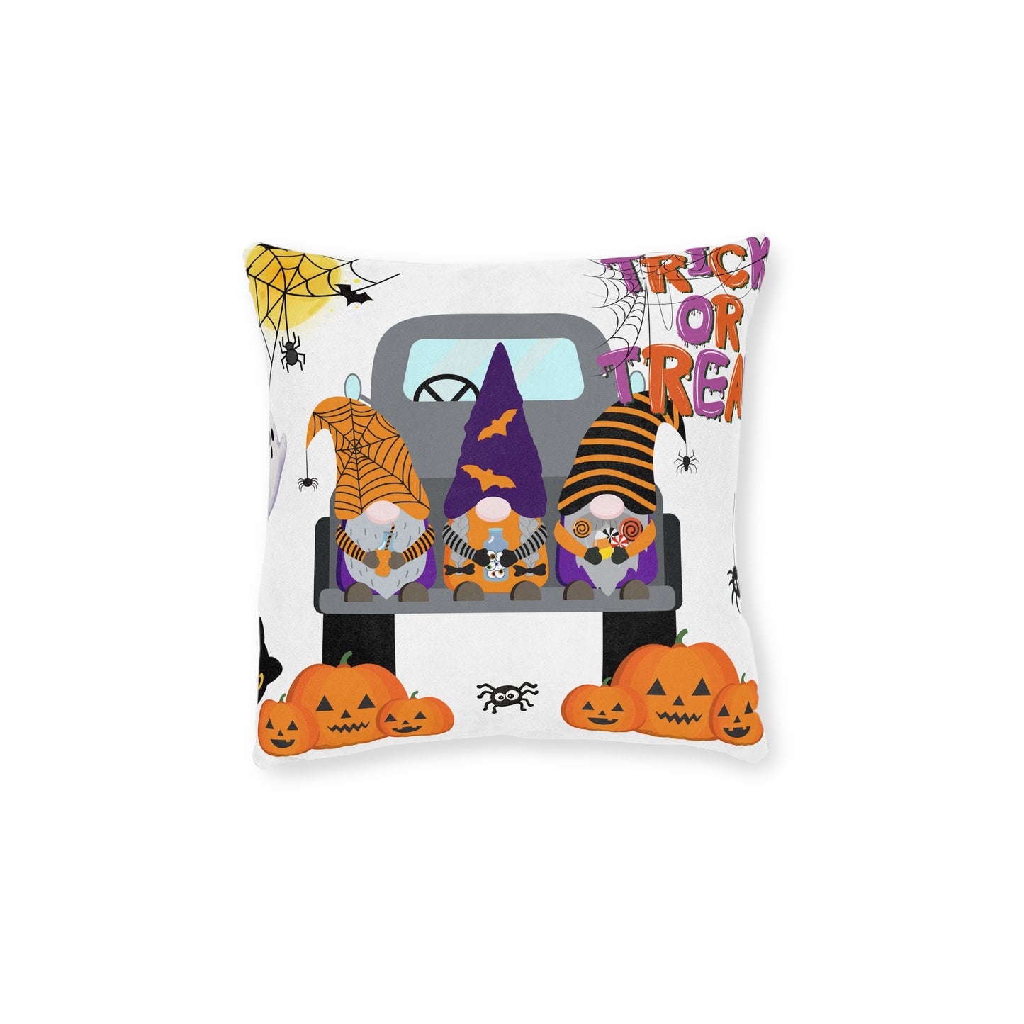 Halloween-Themed Square Pillow, Seasonal Decor, Trick or Treat Cushion, Boo Pillows, Cozy Fall Home Accent, Spooky Gifts