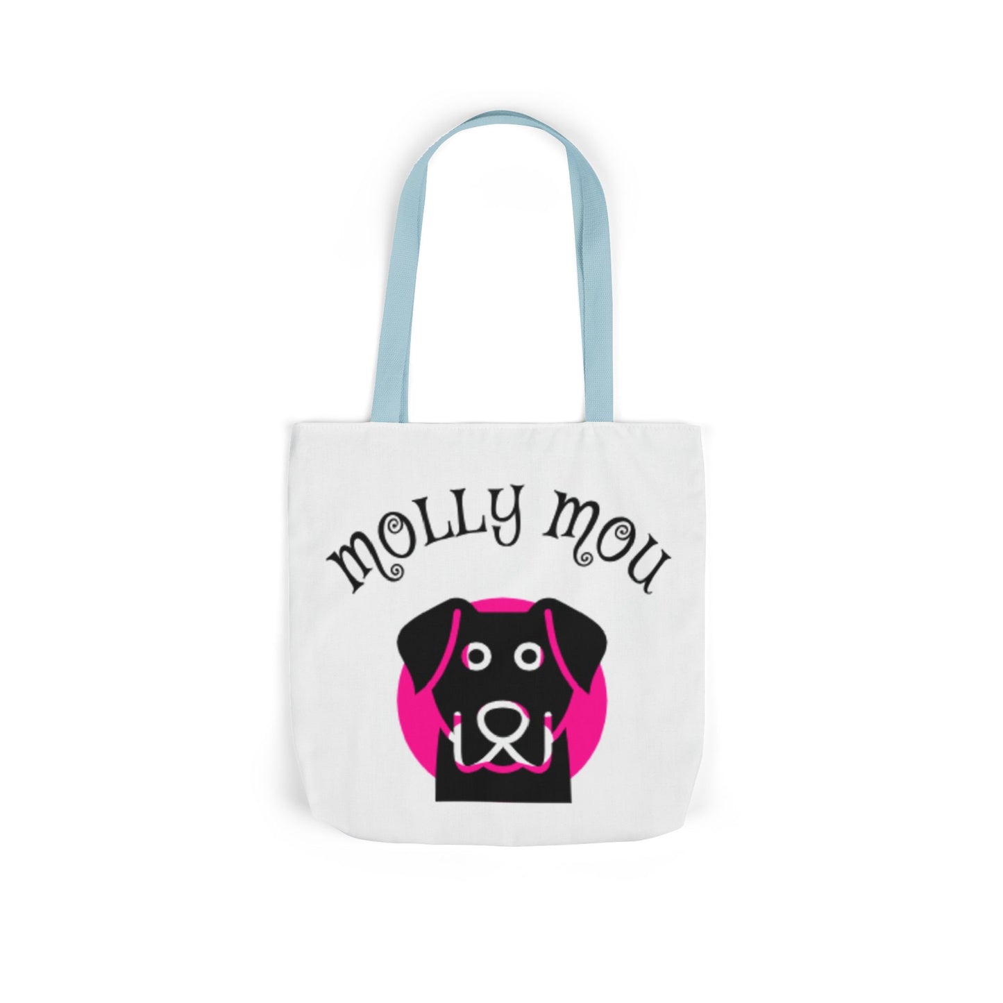 Personalized Dog Lover Canvas Tote Bag - Molly Mou Design with 5-Color Straps