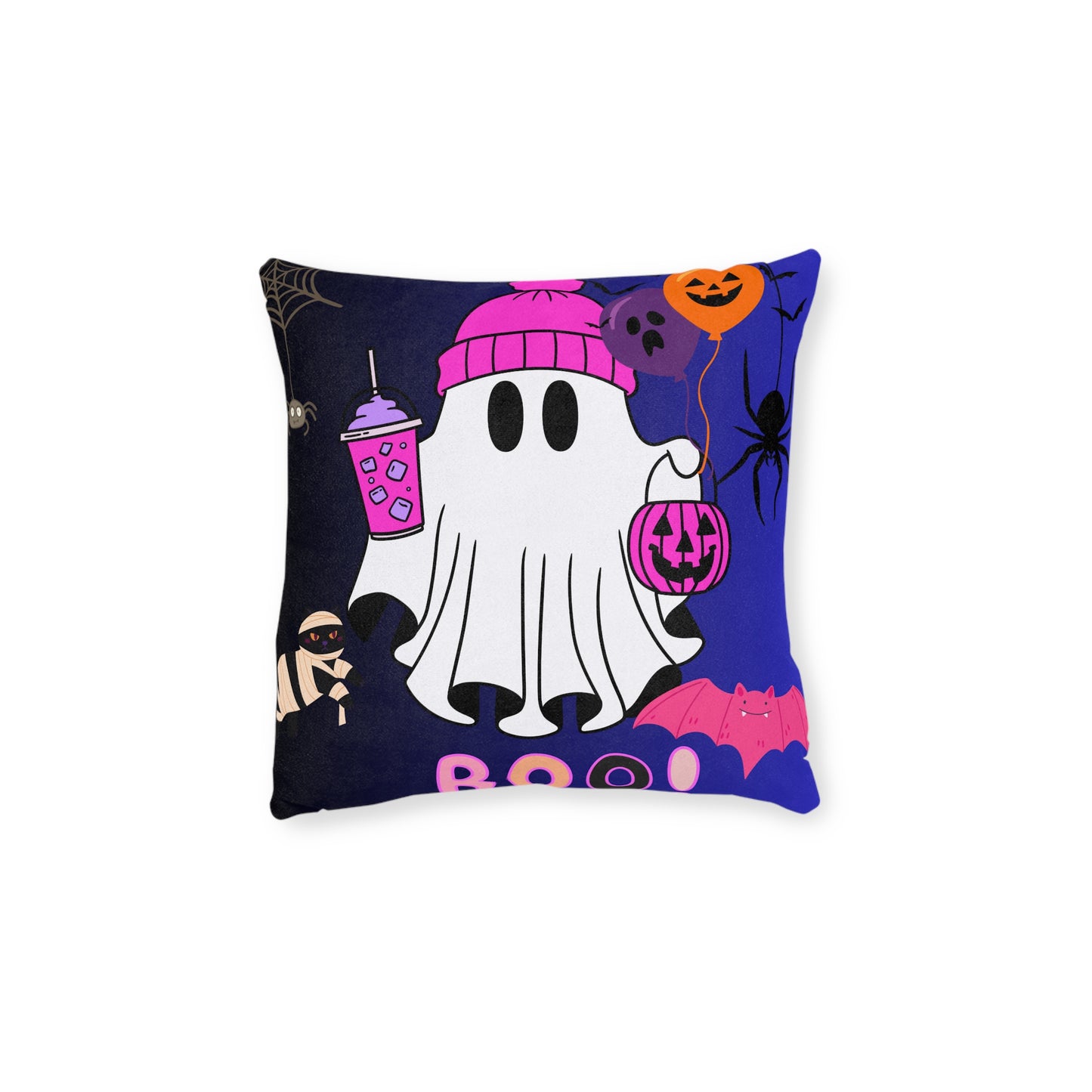 Halloween Ghost Square Pillow, Spooky Decor, Halloween Home Accent, Kid's Room Decoration, Cozy Throw Pillow