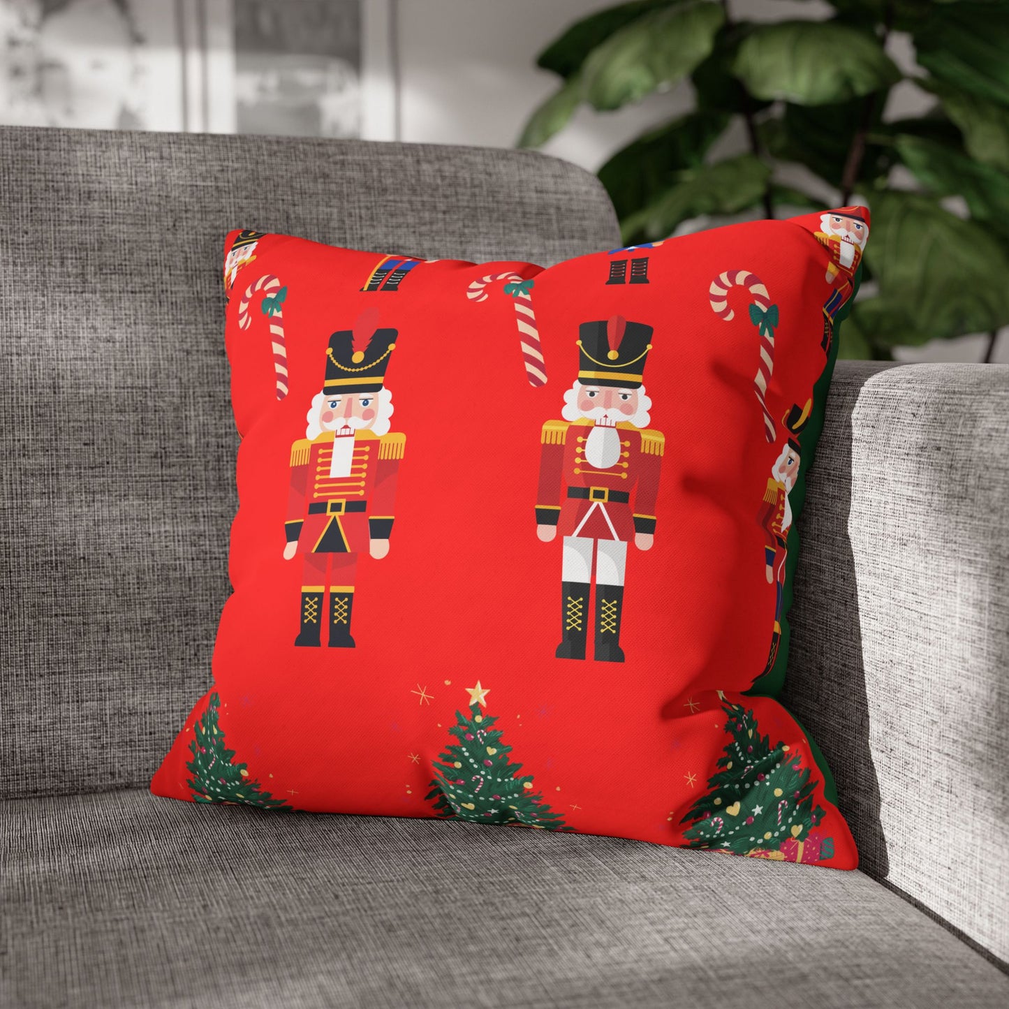 Nutcracker Christmas Pillowcase — Festive Red Holiday Throw Pillow Cover
