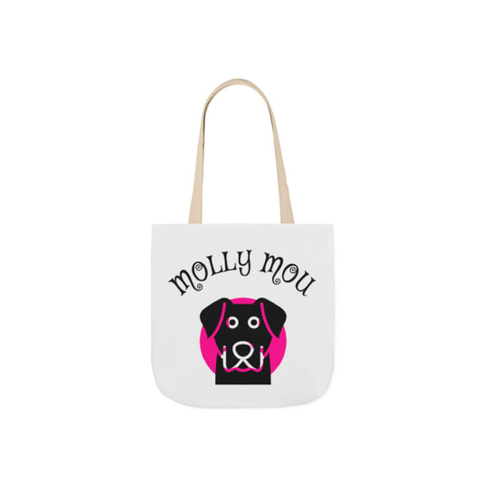 Personalized Dog Lover Canvas Tote Bag - Molly Mou Design with 5-Color Straps