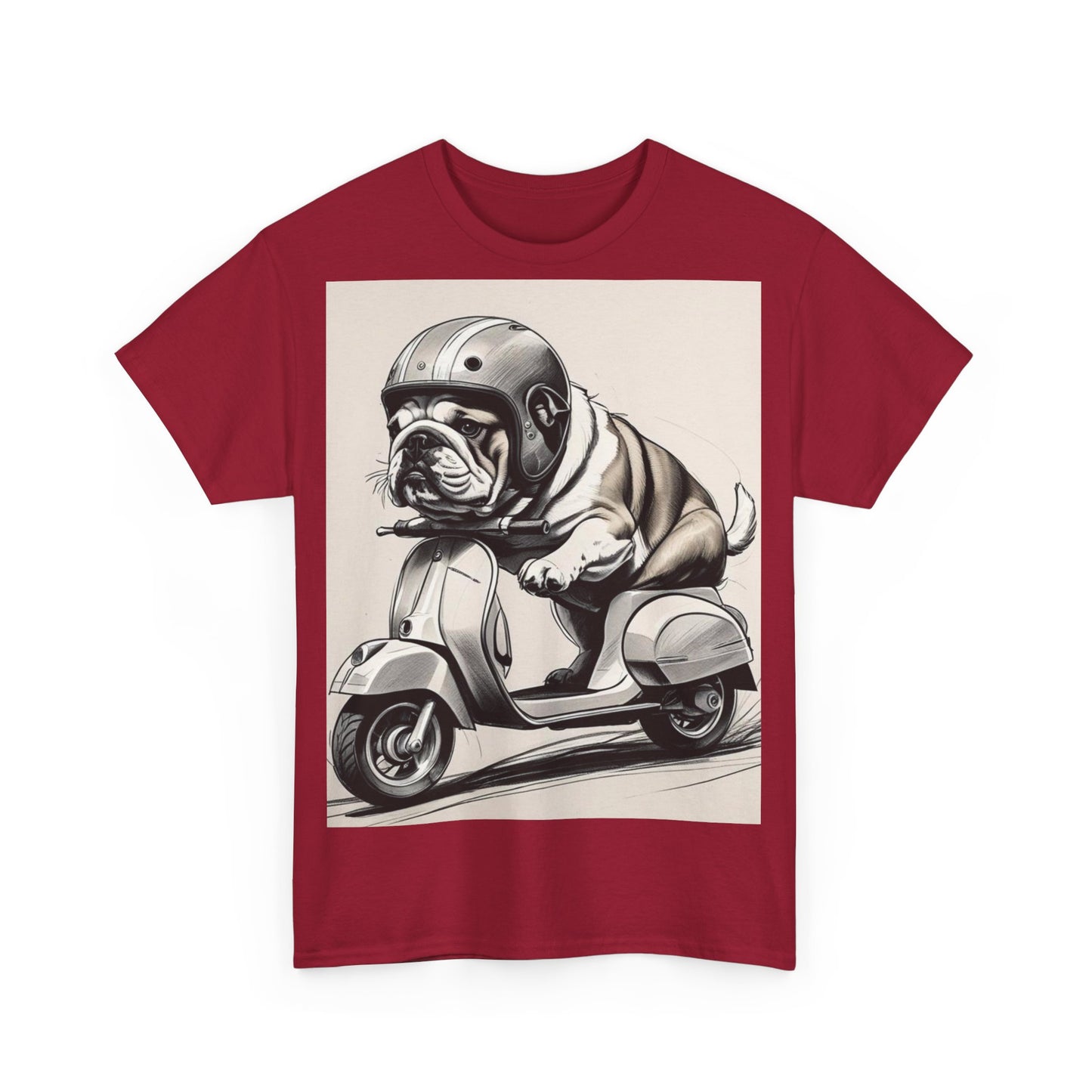 Cool Bulldog Scooter Tee, Unisex Cotton T-Shirt, Dog Lover Gift, Vintage Style Shirt, Fun Pet Apparel, Casual Wear