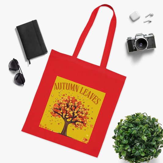 Autumn Leaves Cotton Tote Bag | Fall Shopping Bag, Eco-Friendly Canvas Tote, Thanksgiving Gift, Seasonal Style, Tree Design