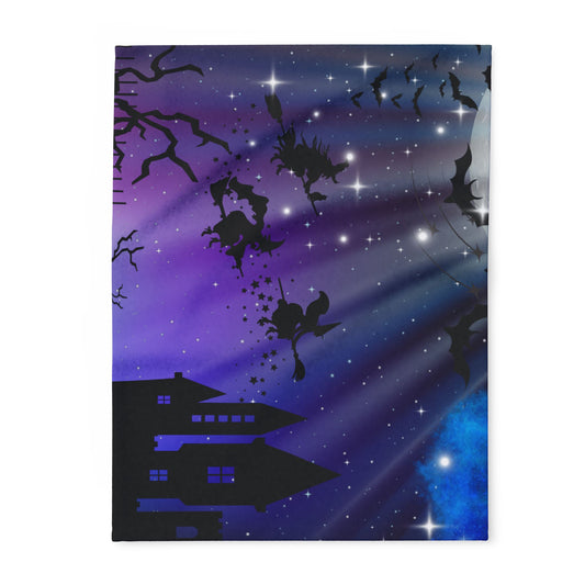 Mystical Halloween Fleece Blanket, Cozy Throw for Spooky Nights, Perfect for Fall, Witch Decor, Gifting for Halloween