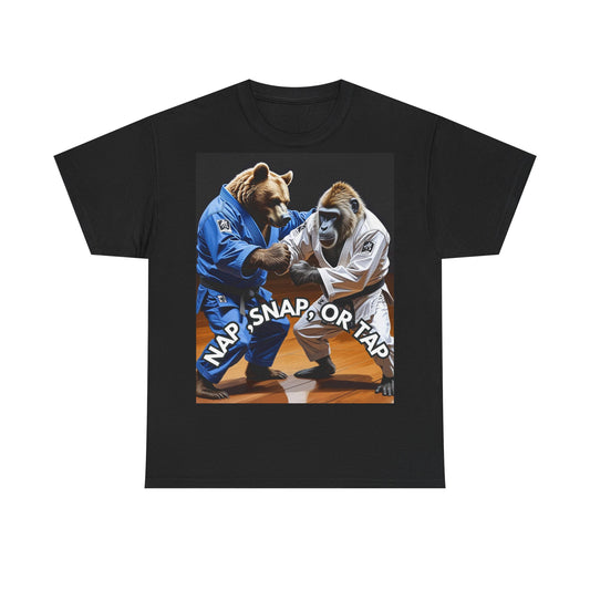 Playful Bear Jiu-Jitsu Tee, Unisex Cotton T-Shirt, Funny Martial Arts Shirt, Bear Grappling Tee, Casual Workout Apparel