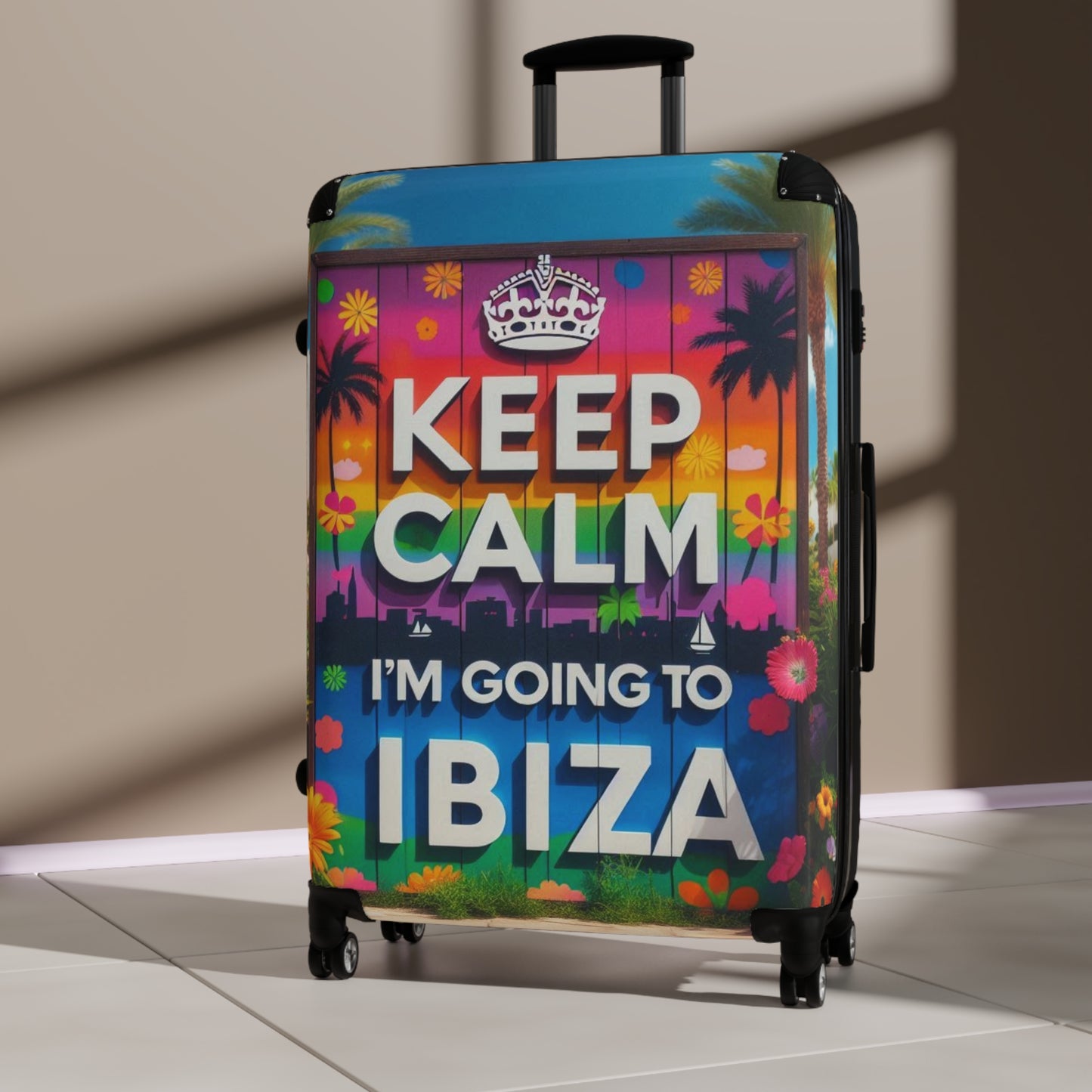 Colorful Ibiza Travel Suitcase - Keep Calm Design