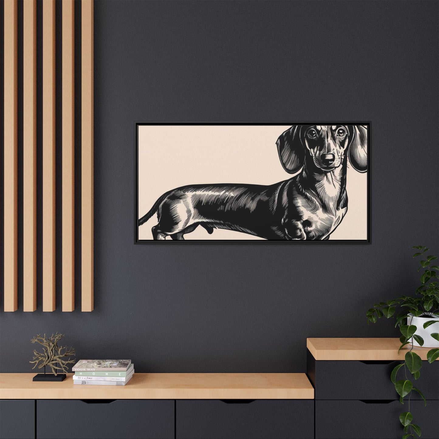 Dachshund Art Print - Charming Framed Canvas Decor for Dog Lovers