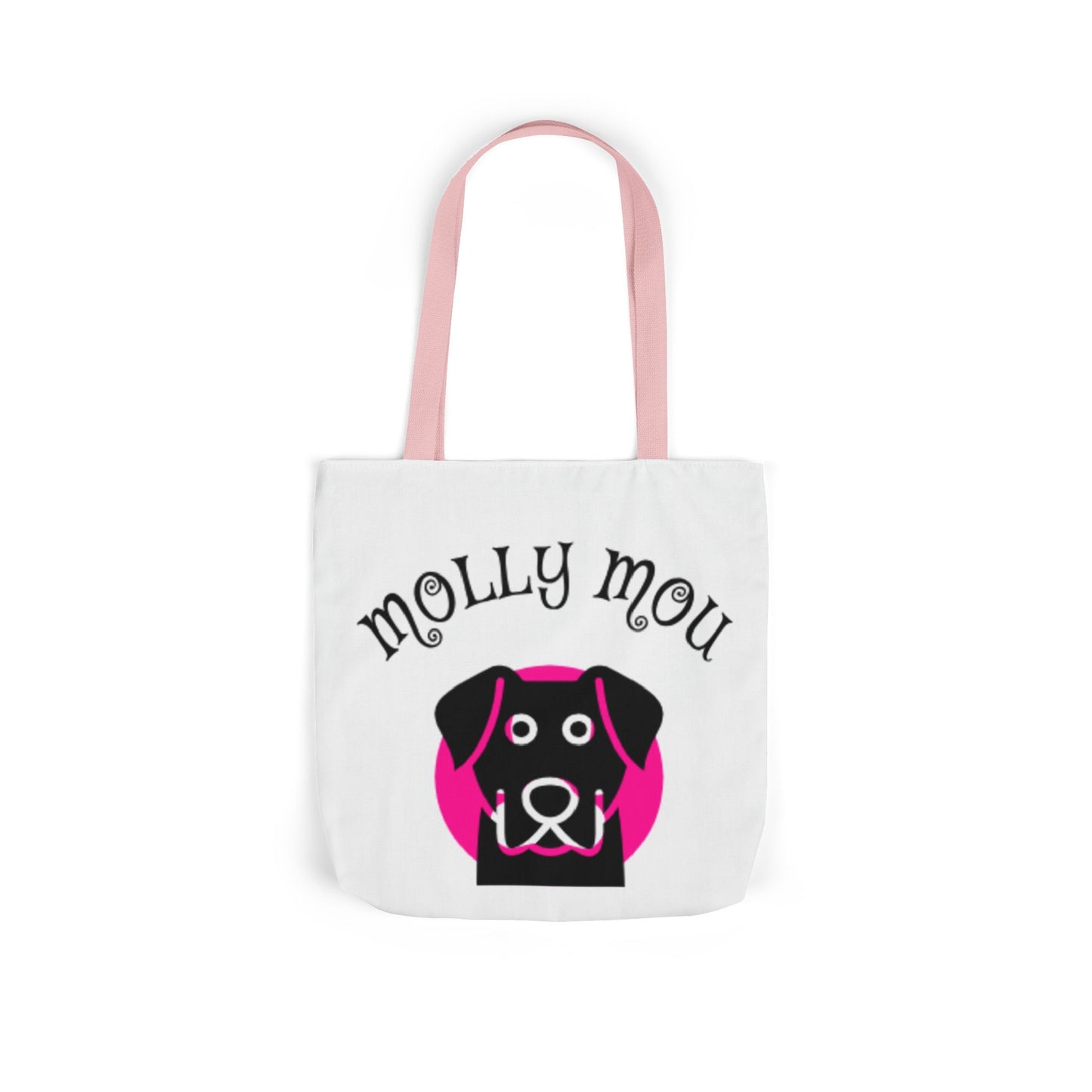 Personalized Dog Lover Canvas Tote Bag - Molly Mou Design with 5-Color Straps