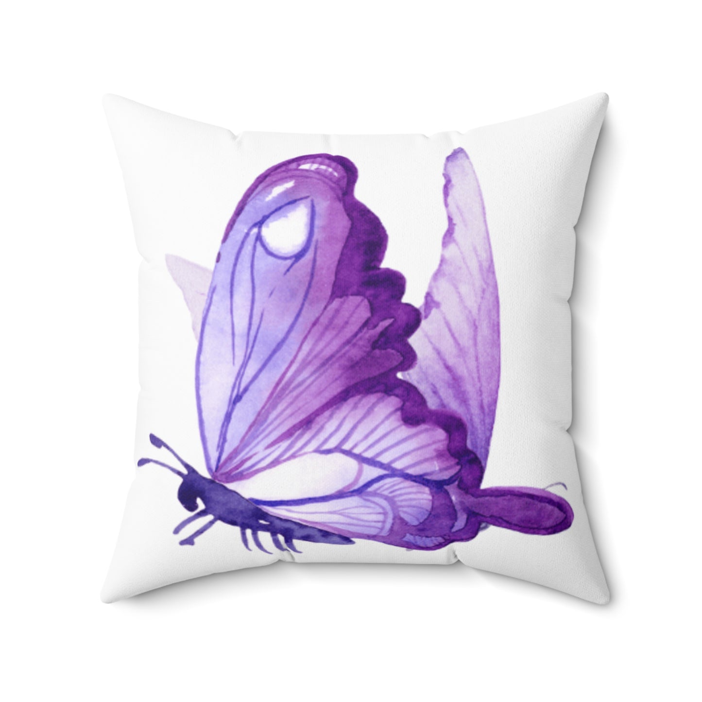 Purple Butterfly Square Pillow - Soft Spun Polyester Cushion for Home Decor