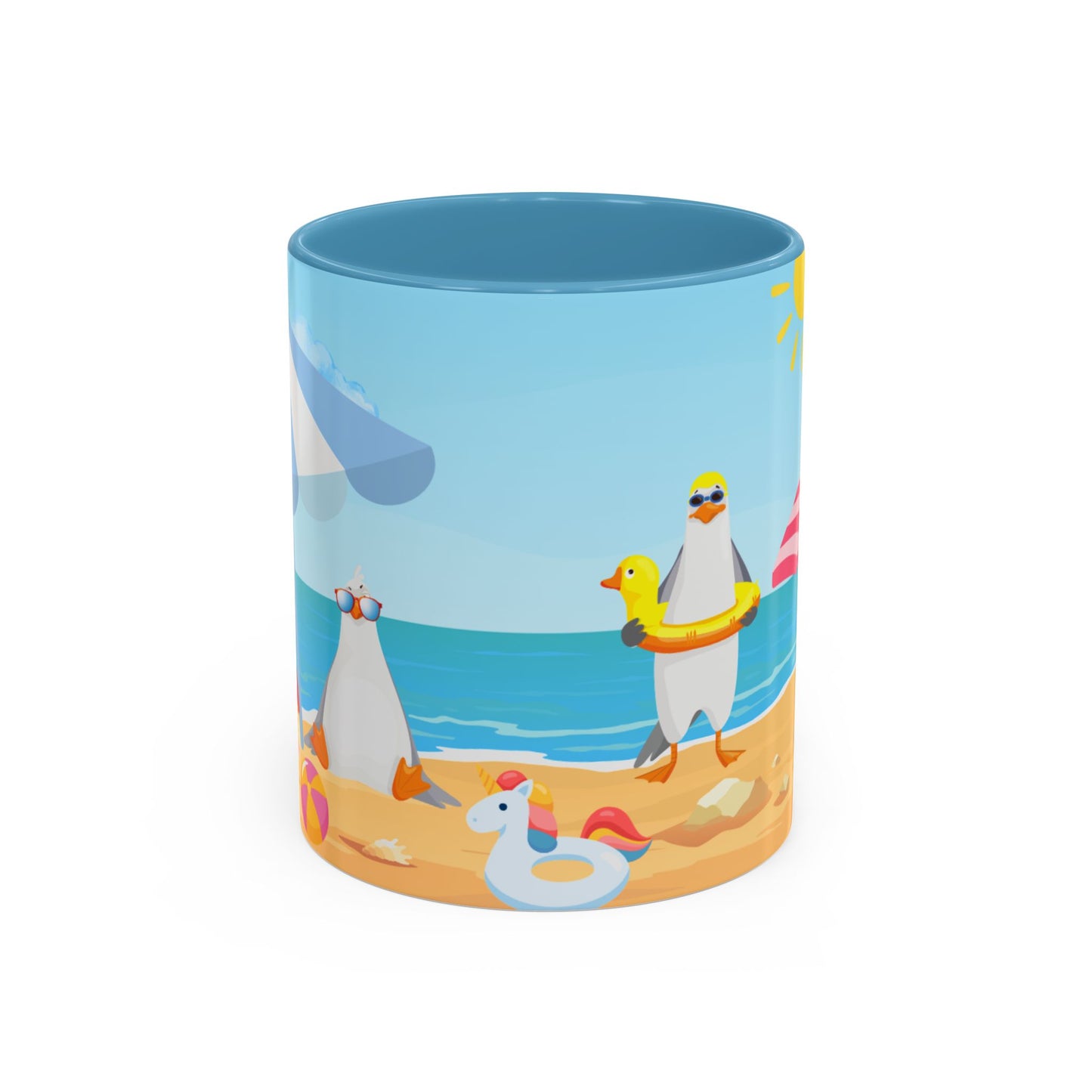 Beach Vibe Coffee Mug, Fun Summer Mug, Seagull Design Mug, Cute Gift for Beach Lovers, Tropical Drinkware