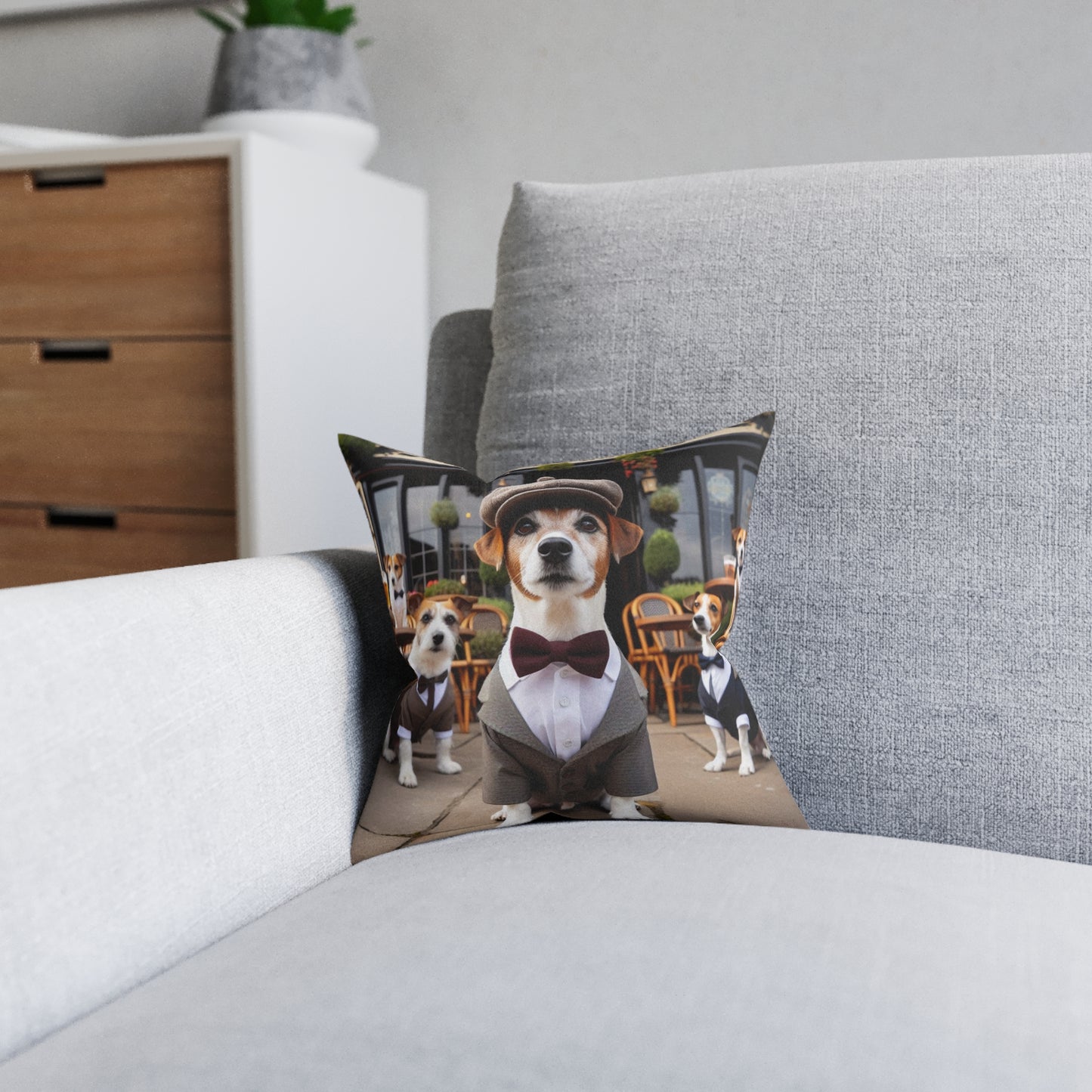 Dapper Dog Square Pillow - Stylish Pet Decor for Dog Lovers