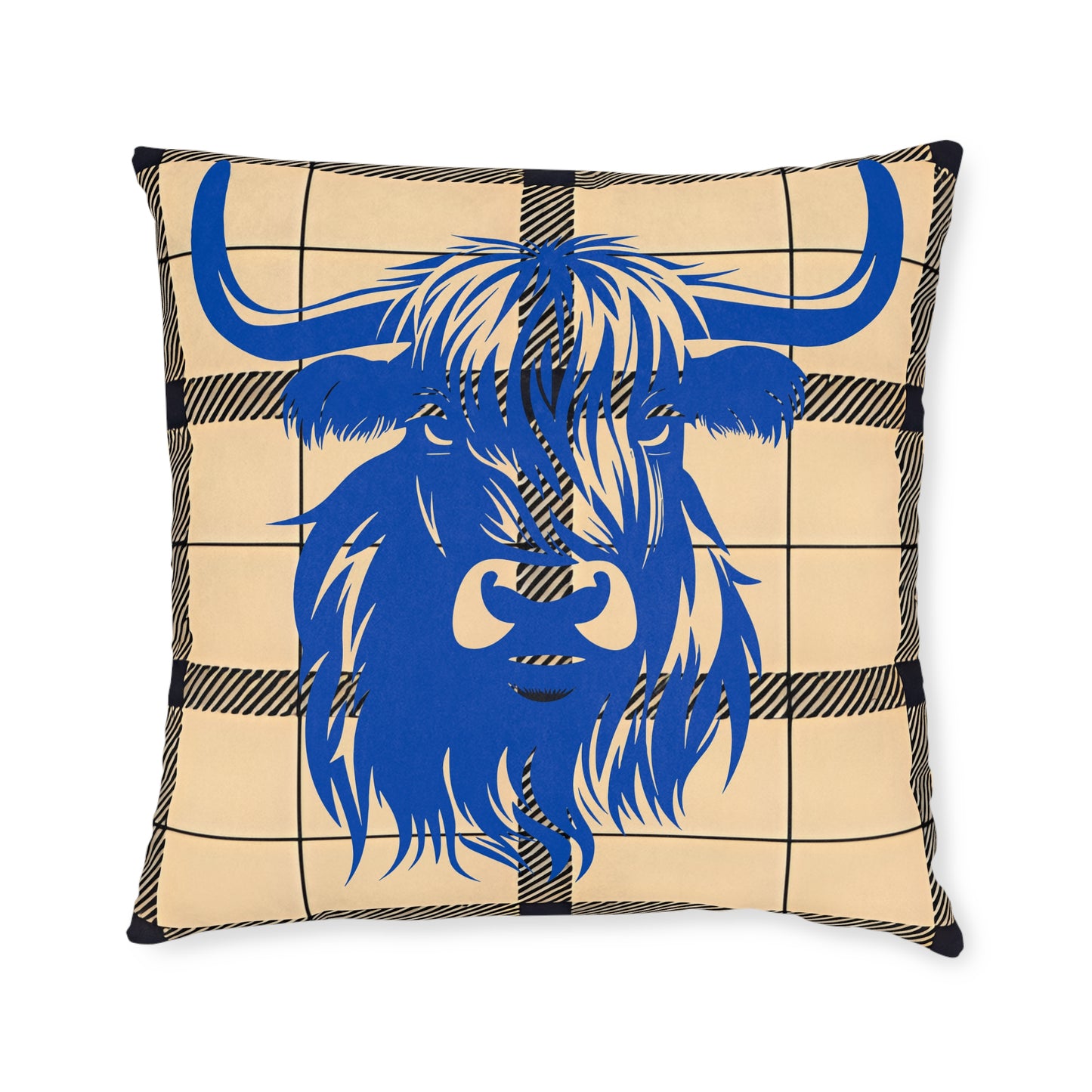 Highland Cow Square Pillow - Cozy Farmhouse Decor, Rustic Home Accessory, Gift for Animal Lovers, Country Living Style