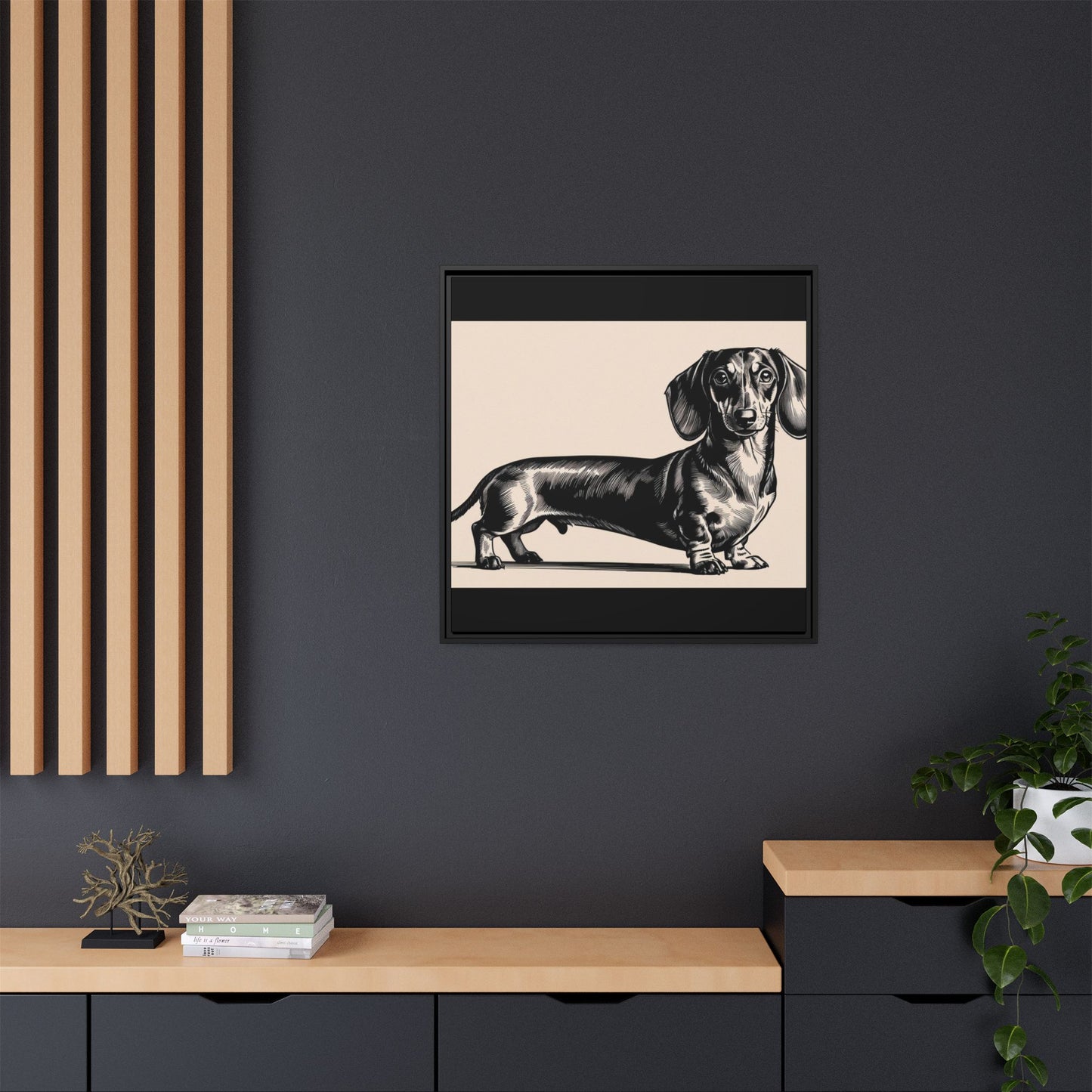 Dachshund Art Print - Charming Framed Canvas Decor for Dog Lovers