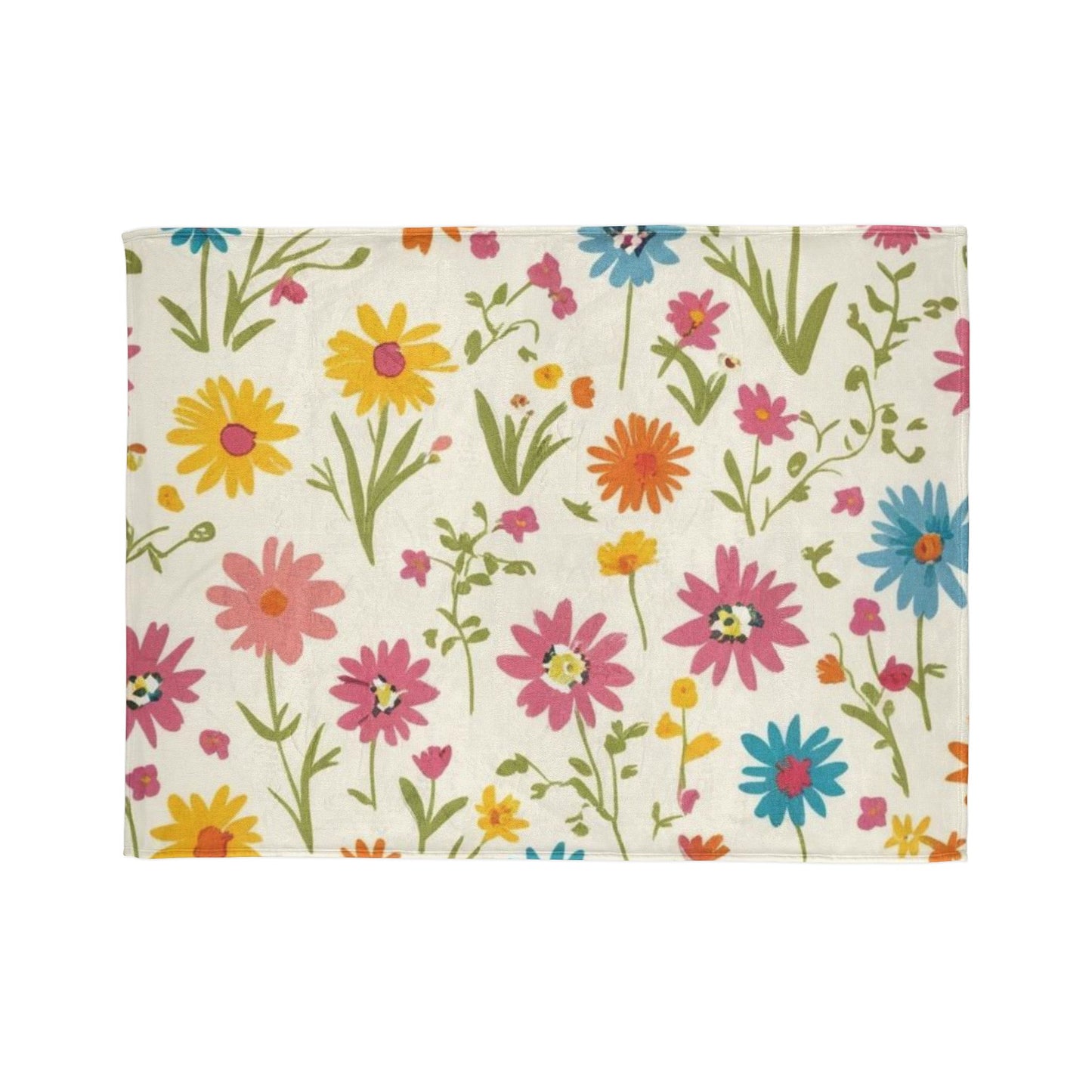 Bright Floral Soft Polyester Blanket - Perfect for Cozying Up & Home Decor