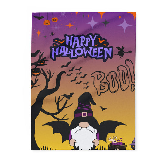 Halloween Gnome Fleece Blanket, Cozy Throw for Kids, Spooky Home Decor, Fall Blanket, Trick or Treat Gift