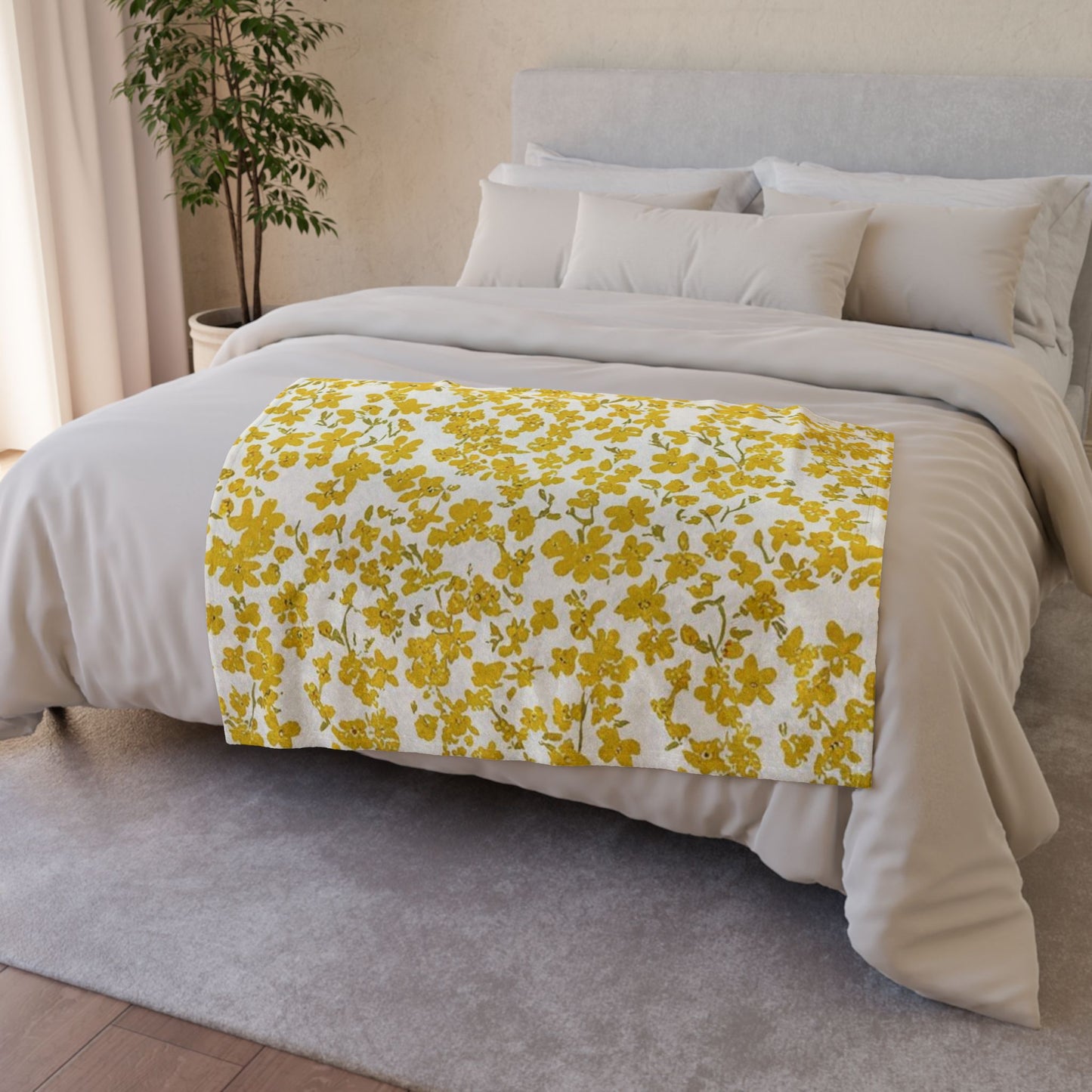 Bright Floral Soft Polyester Blanket - Cozy Spring Vibes for Home Decor