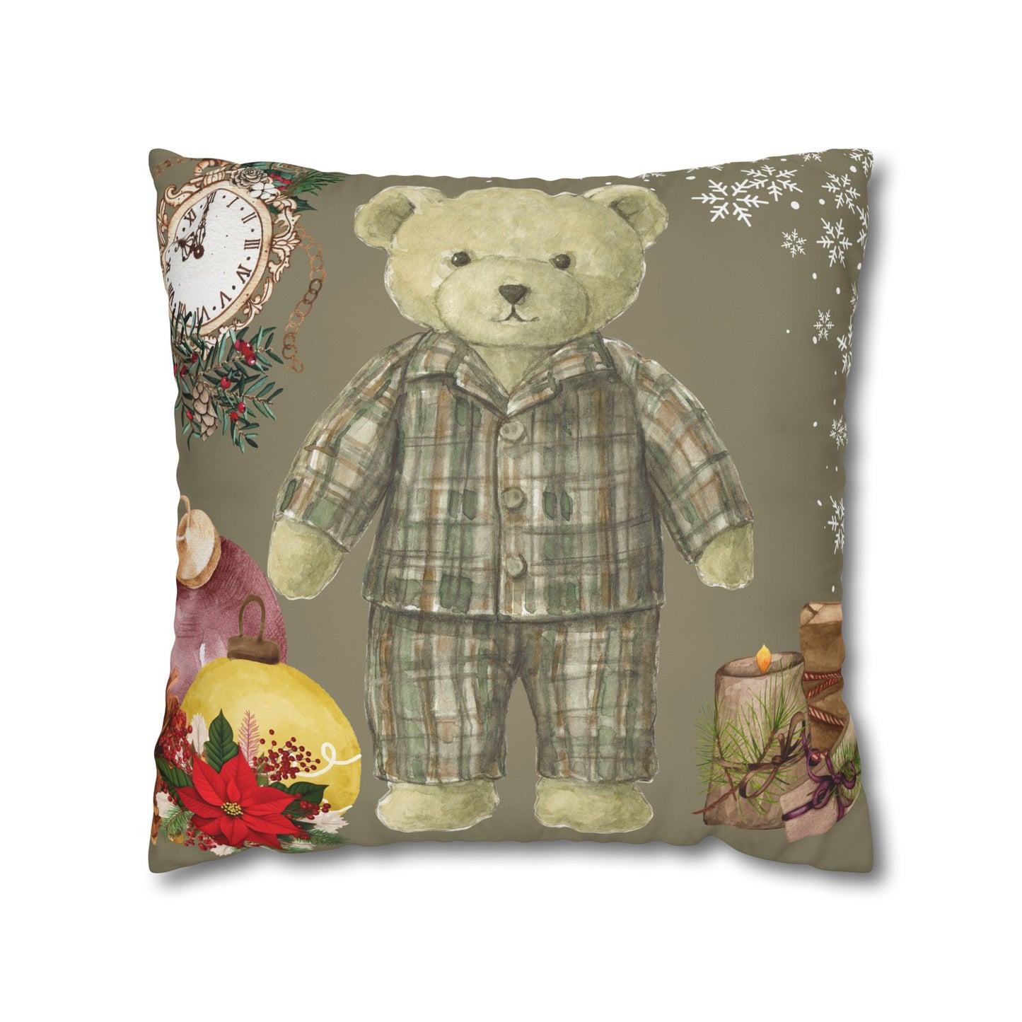 Vintage Teddy Bear Holiday Pillowcase
