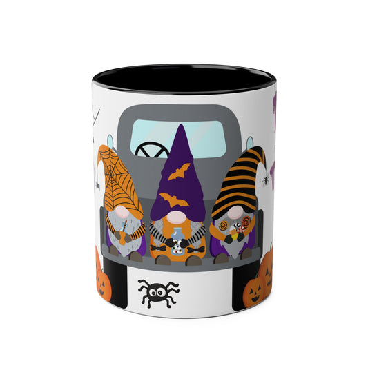 Halloween Gnome Coffee Mug, Two-Tone 11oz Mug, Festive Drinkware, Fall Decor, Spooky Season Gift, Halloween Decor