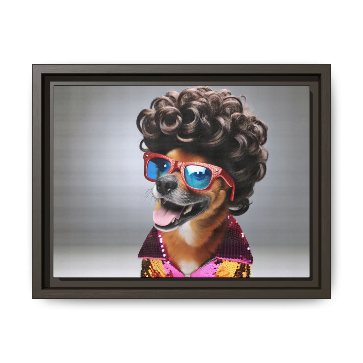 Funny Dog Portrait Wall Art - Funky Framed Matte Canvas