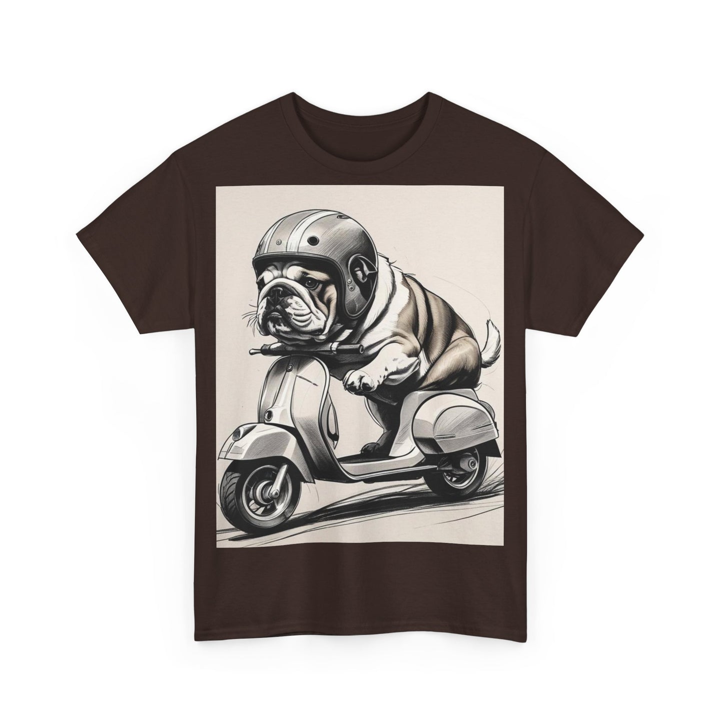 Cool Bulldog Scooter Tee, Unisex Cotton T-Shirt, Dog Lover Gift, Vintage Style Shirt, Fun Pet Apparel, Casual Wear