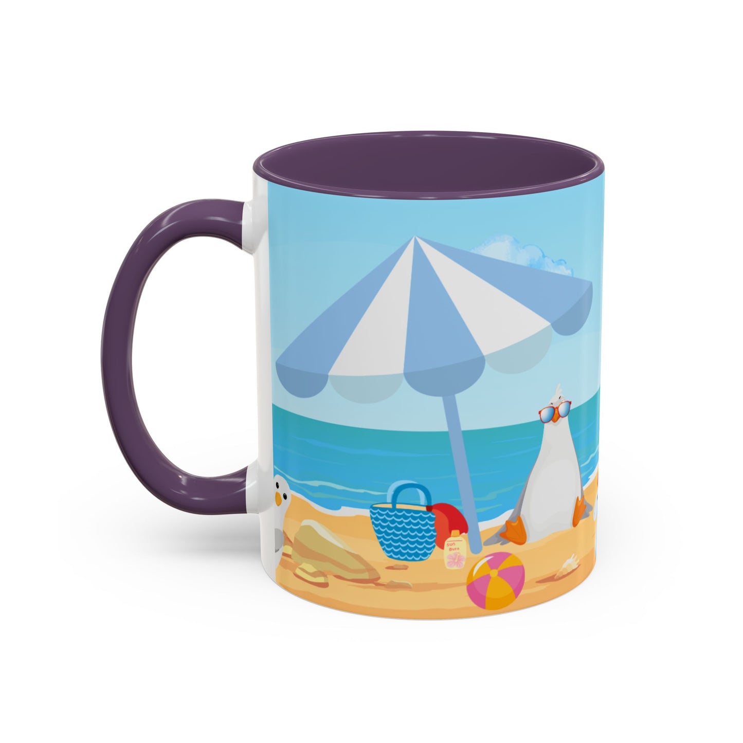Beach Vibe Coffee Mug, Fun Summer Mug, Seagull Design Mug, Cute Gift for Beach Lovers, Tropical Drinkware