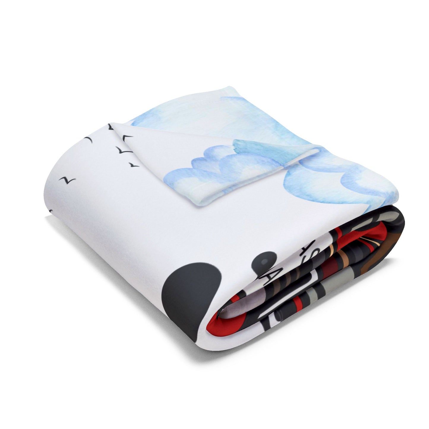 Whimsical Seaside Arctic Fleece Blanket, Cozy Home Decor, Bird-themed Gift, Beach Lover's Throw, Perfect for Picnics & Home Décor