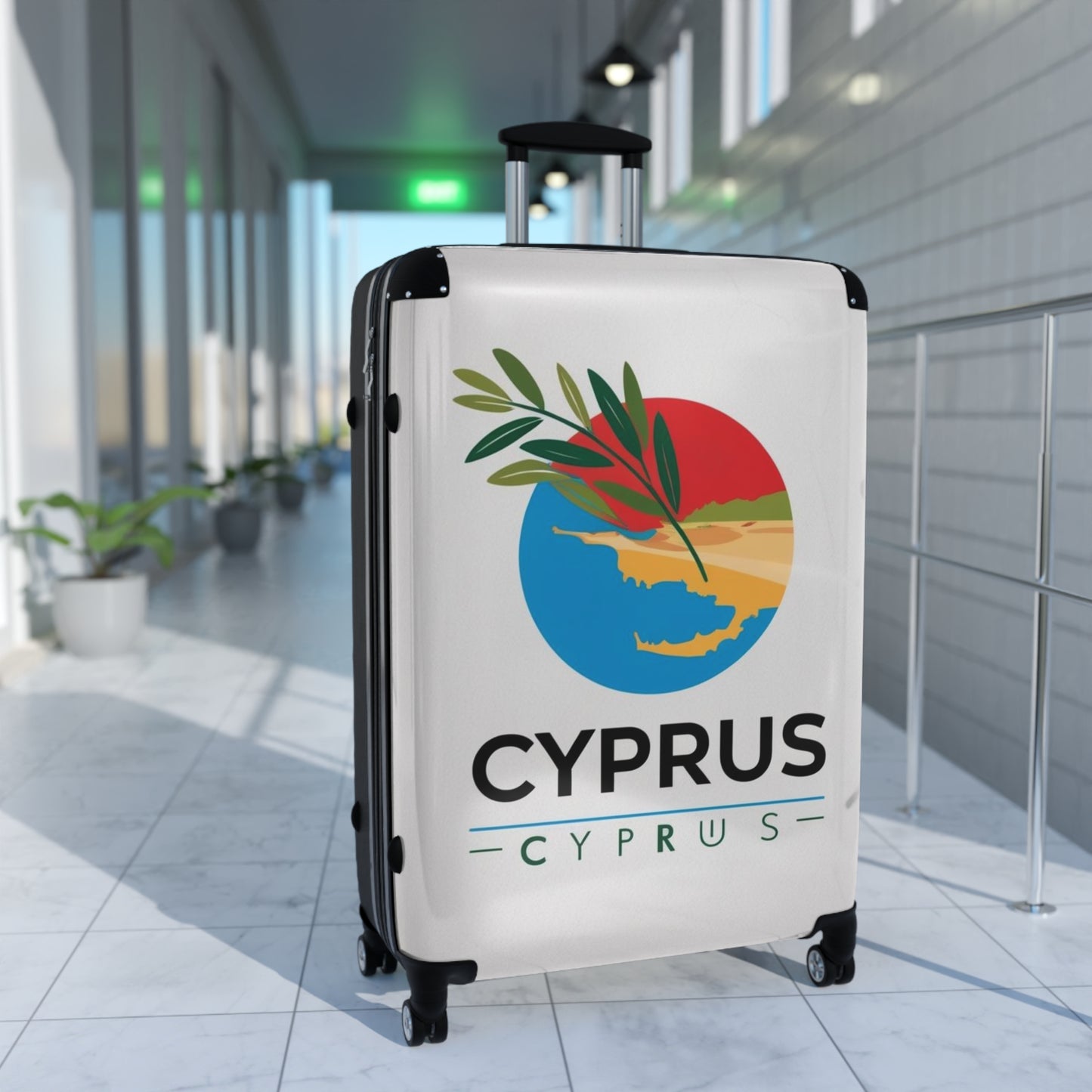 Stylish Cyprus Suitcase with Olive Branch Design - Perfect for Travel Lovers