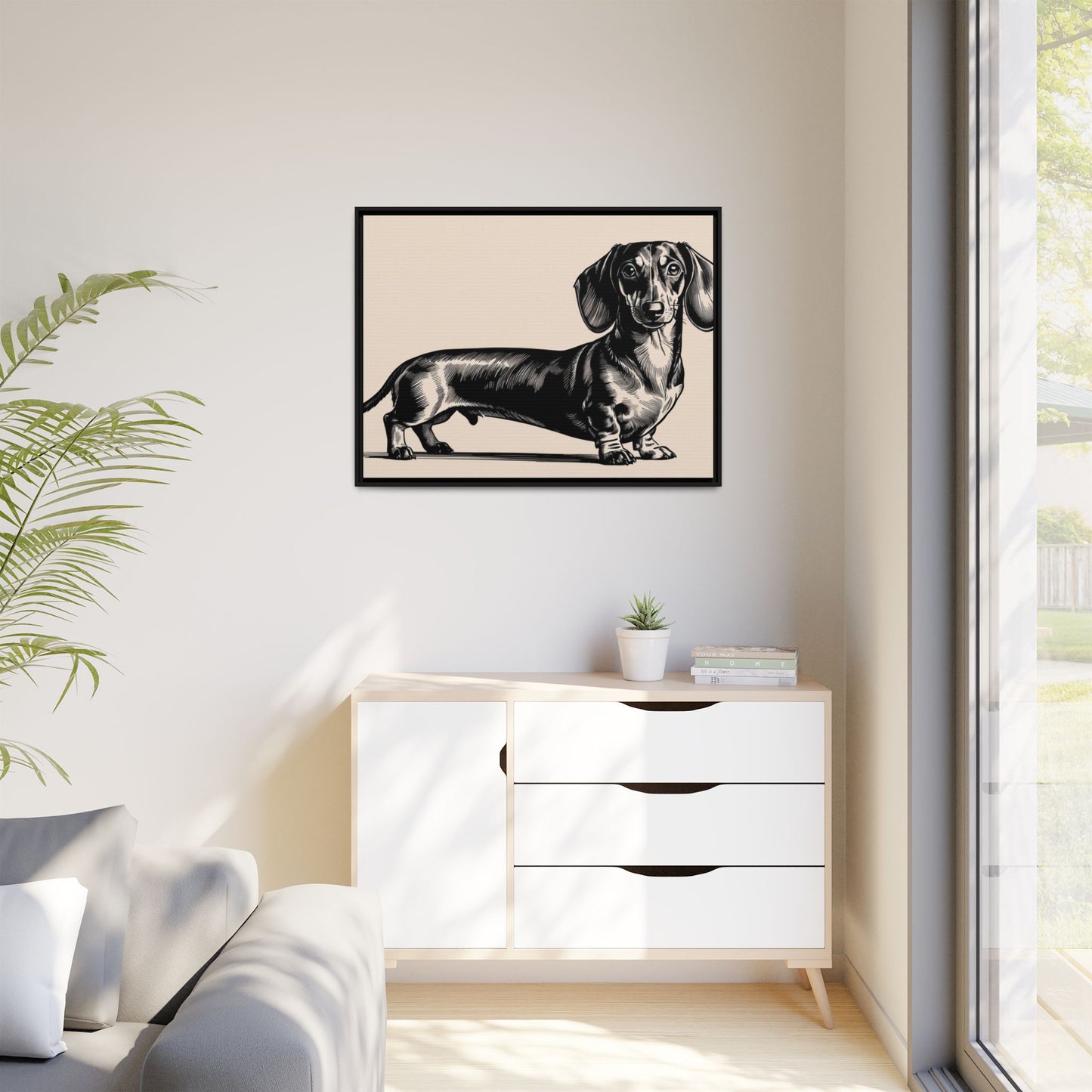 Dachshund Art Print - Charming Framed Canvas Decor for Dog Lovers