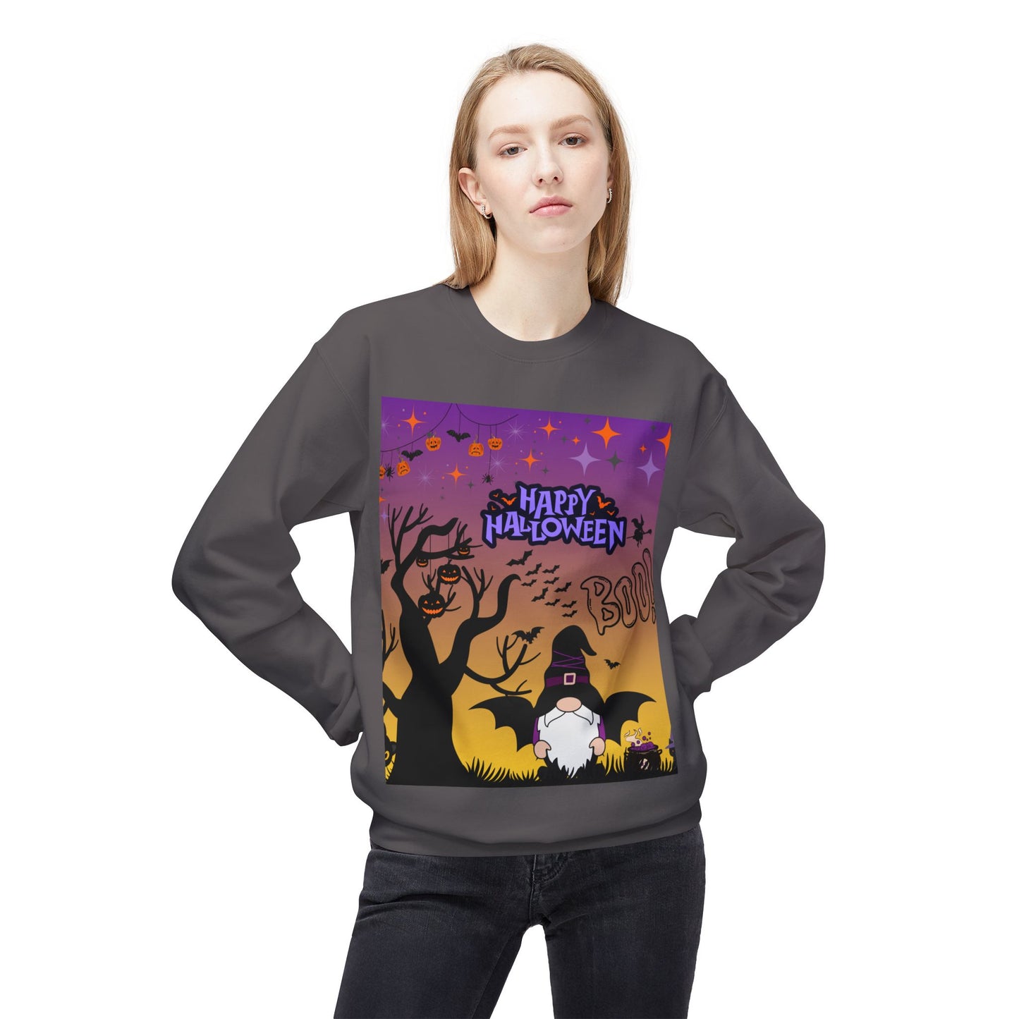 Halloween Crewneck Sweatshirt, Unisex Fleece Top, Funny Fall Apparel, Spooky Season Sweater, Cozy Halloween Outfit, Gift for Her/Him