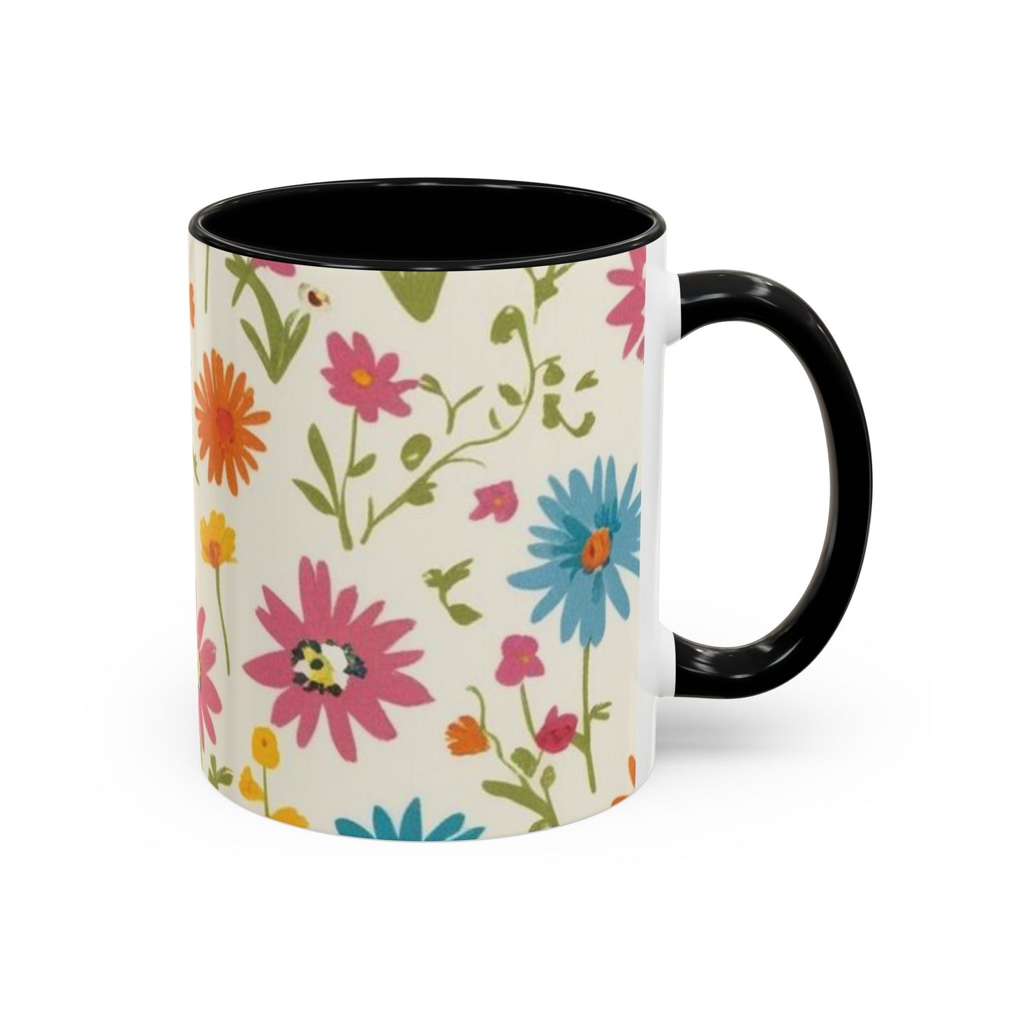 Floral Accent Coffee Mug – Vibrant Flower Design for Everyday Joy