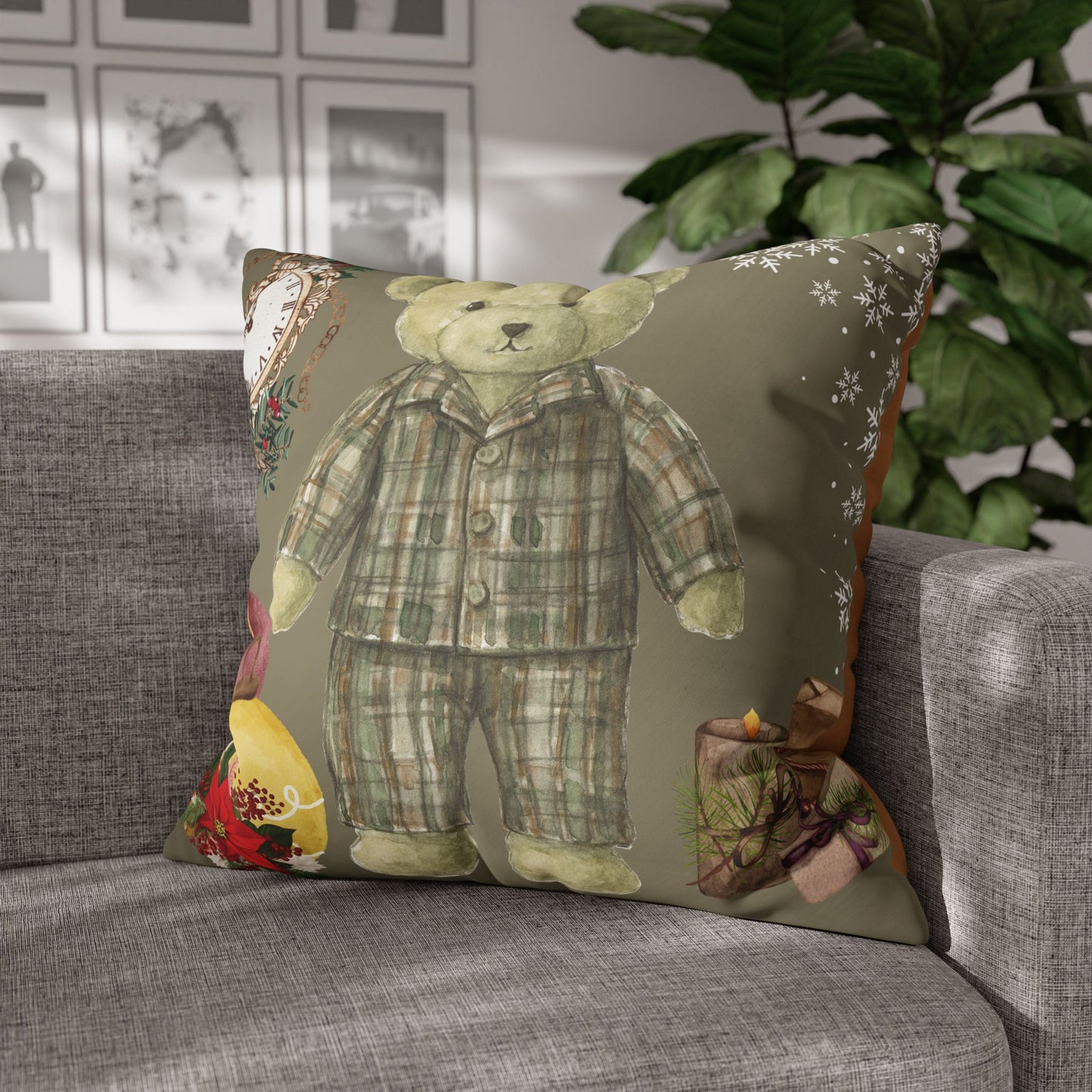 Vintage Teddy Bear Holiday Pillowcase