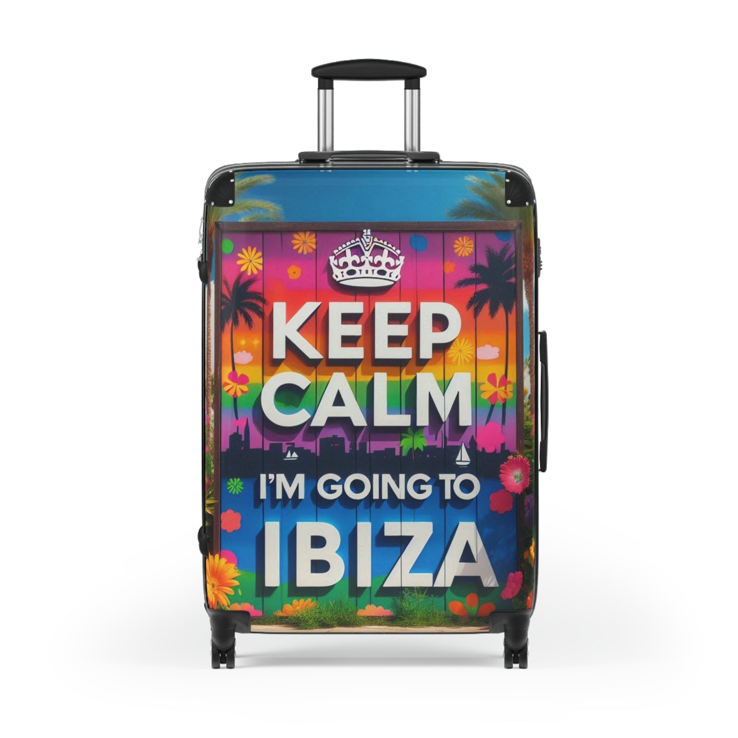 Colorful Ibiza Travel Suitcase - Keep Calm Design