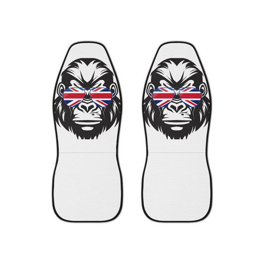 Gorilla-Themed Car Seat Covers with Union Jack Design, Car Accessories, Unique Gifts, Auto Decor, Car Interior Styling, British Pride