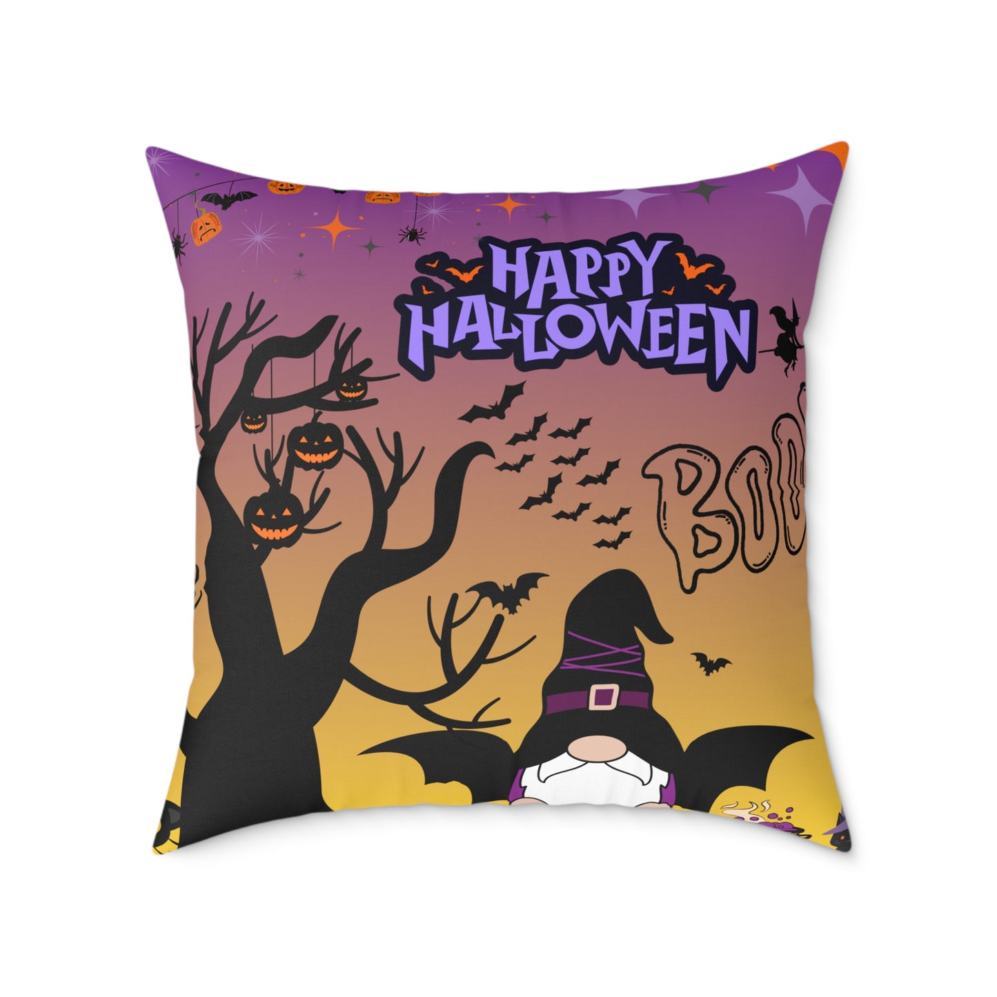 Halloween-themed Square Pillow, Cozy Decor, Spooky Home Accessory, Fall Celebration, October Holiday Gift, Witchy Cushion