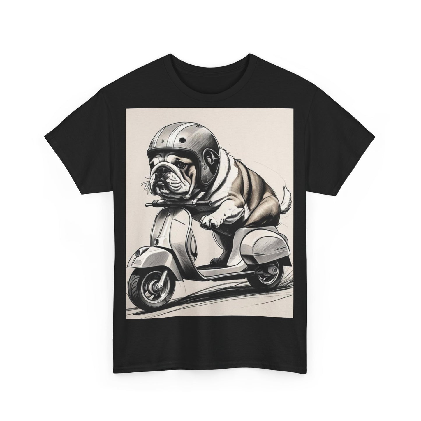 Cool Bulldog Scooter Tee, Unisex Cotton T-Shirt, Dog Lover Gift, Vintage Style Shirt, Fun Pet Apparel, Casual Wear
