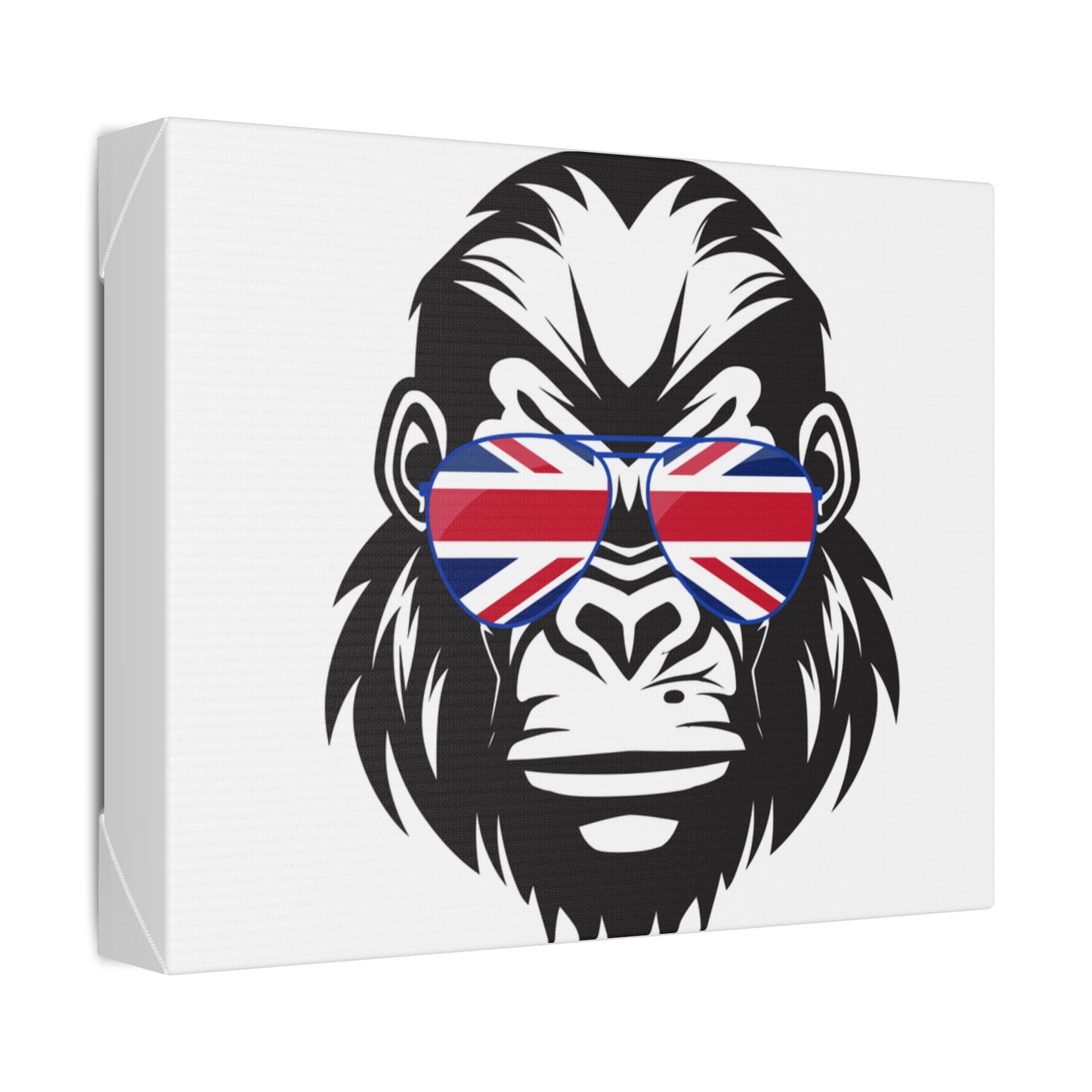 Gorilla Wall Art Canvas - British Flag Sunglasses Decor, Home Wall Art, Animal Print, Unique Gift for Him, Office Decor, British Themed