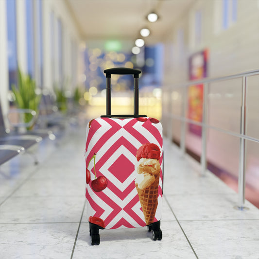 Chic Cherry Ice Cream Luggage Cover - Stylish Travel Accessory