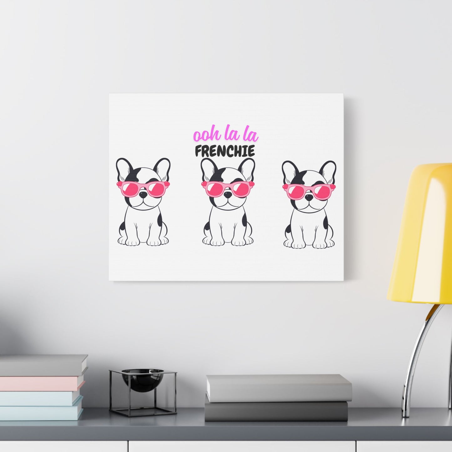 Funny Dog Canvas Wall Art, Dog Lover Decor, Pet Owner Gift, French Bulldog Wall Decor, Ooh La La Frenchie