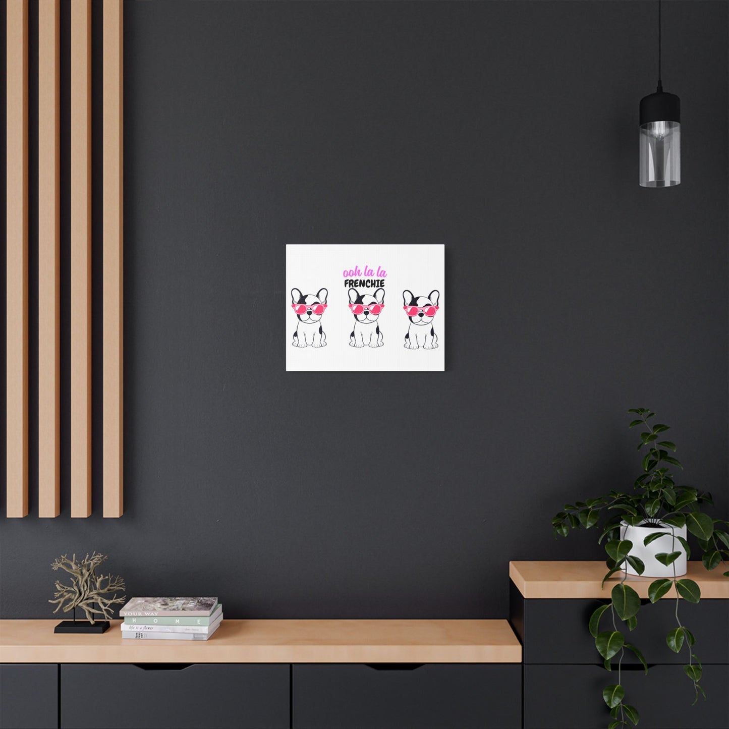 Funny Dog Canvas Wall Art, Dog Lover Decor, Pet Owner Gift, French Bulldog Wall Decor, Ooh La La Frenchie