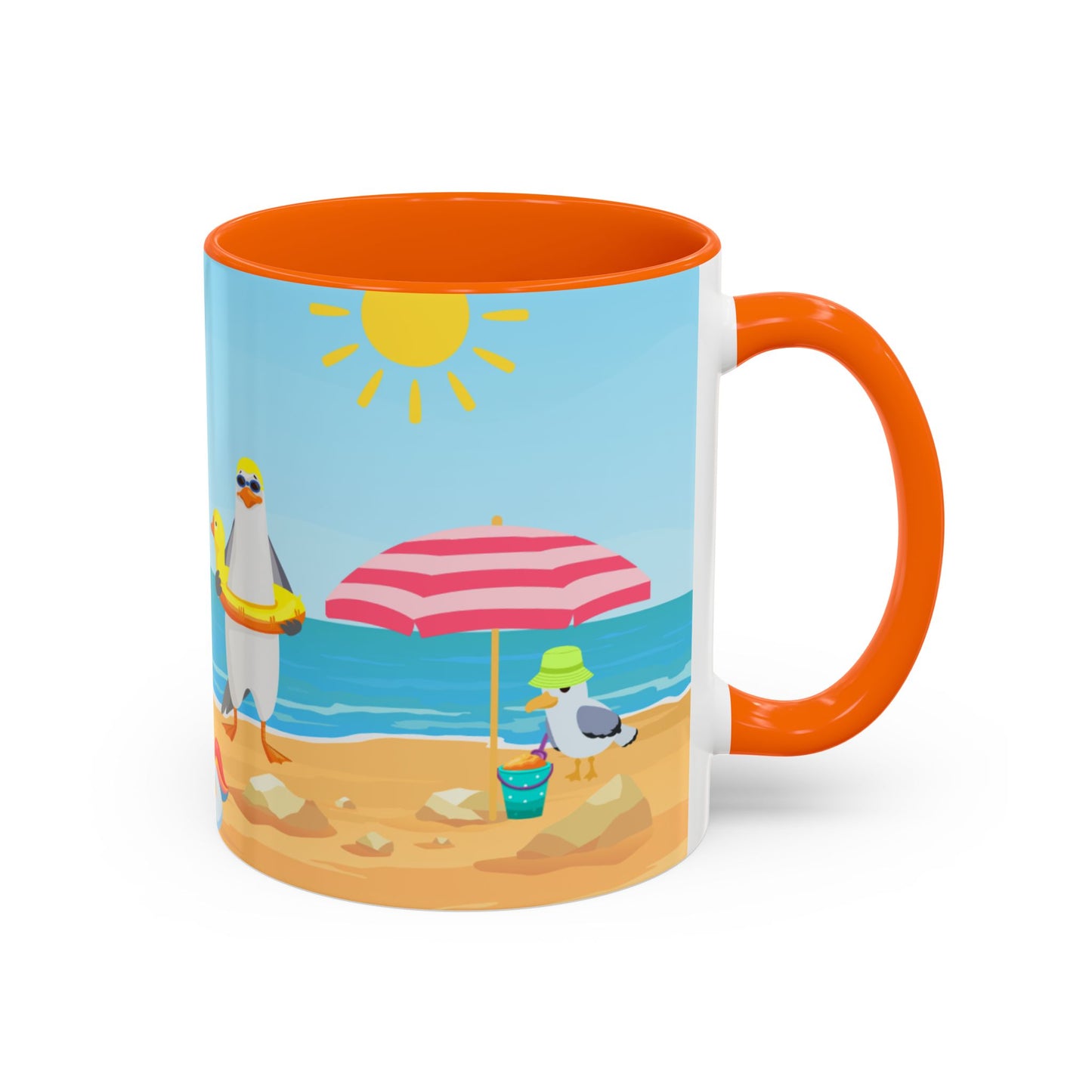 Beach Vibe Coffee Mug, Fun Summer Mug, Seagull Design Mug, Cute Gift for Beach Lovers, Tropical Drinkware