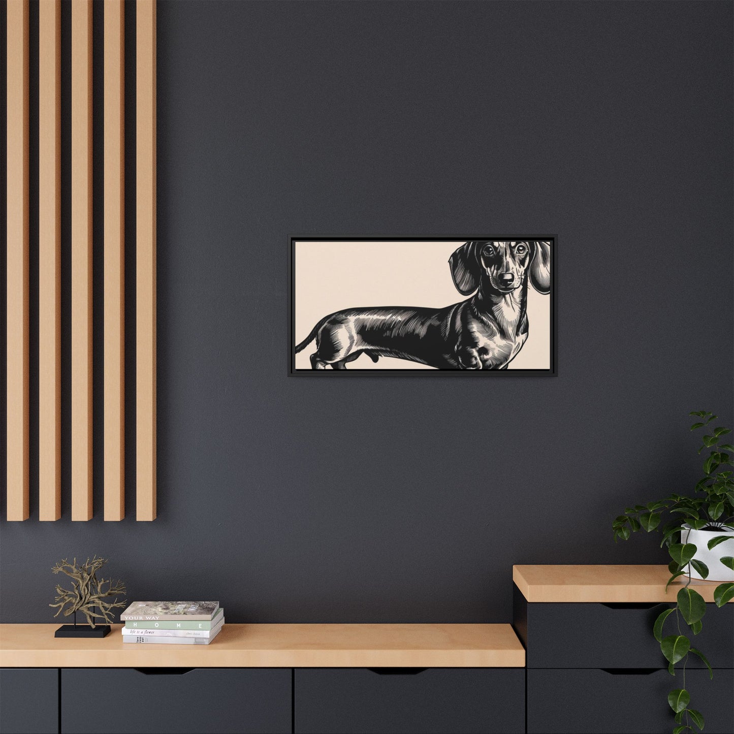 Dachshund Art Print - Charming Framed Canvas Decor for Dog Lovers