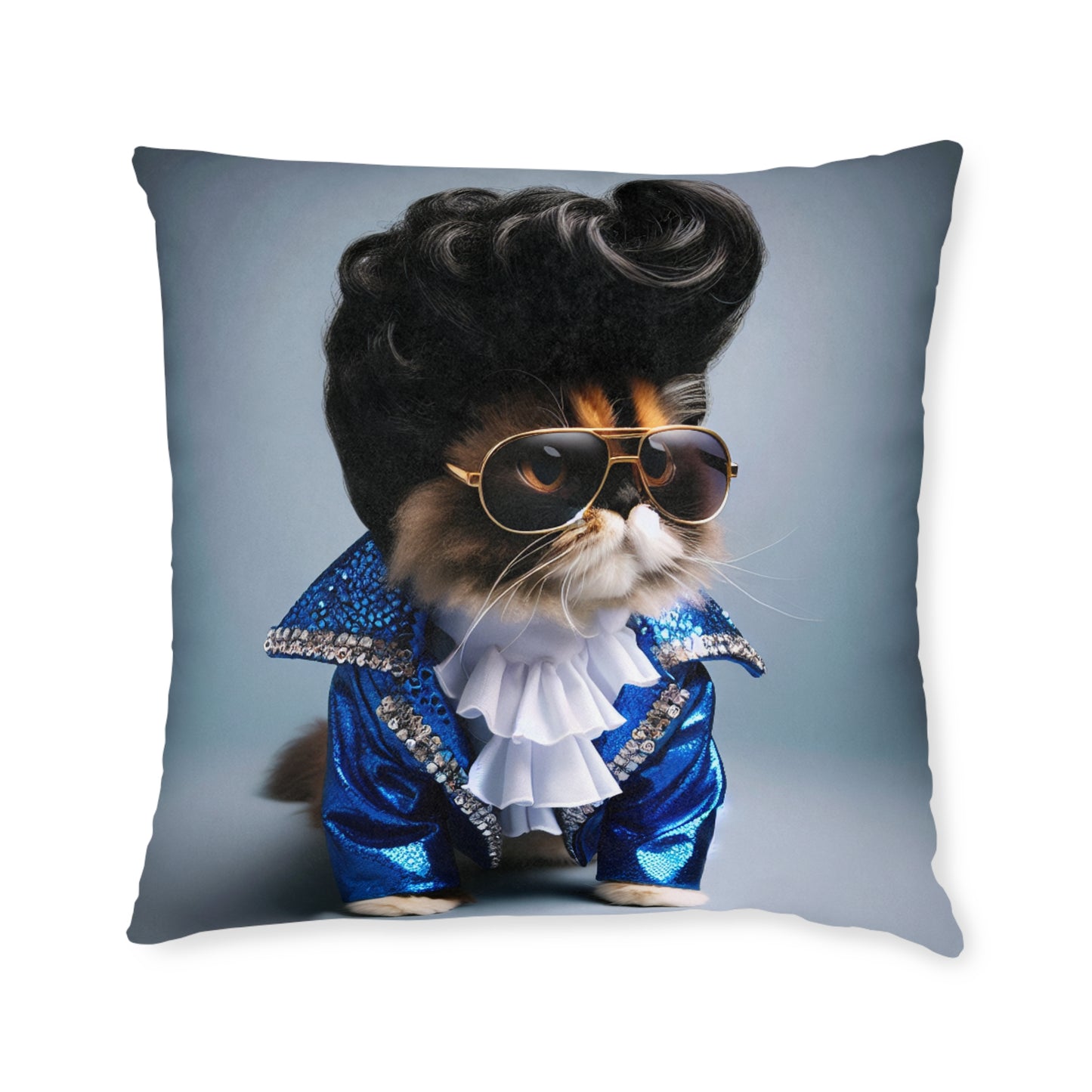 Elvis Cat Square Pillow - Funky Cat Decor for Animal Lovers