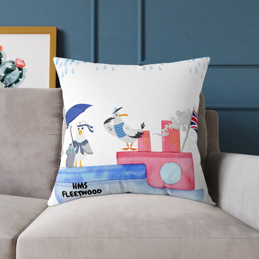 Whimsical Seagull Decor Pillow, Nautical Home Accent, Cute Cushion for Coastal Vibes, Beach House Gift, Summer Travel Decor