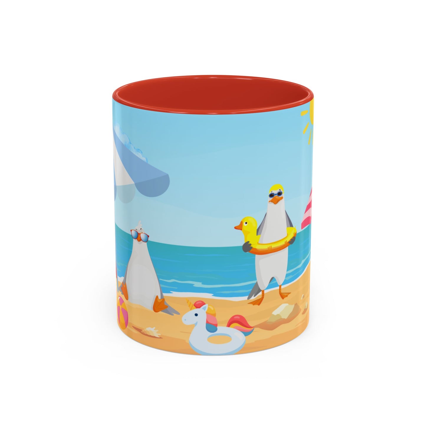 Beach Vibe Coffee Mug, Fun Summer Mug, Seagull Design Mug, Cute Gift for Beach Lovers, Tropical Drinkware