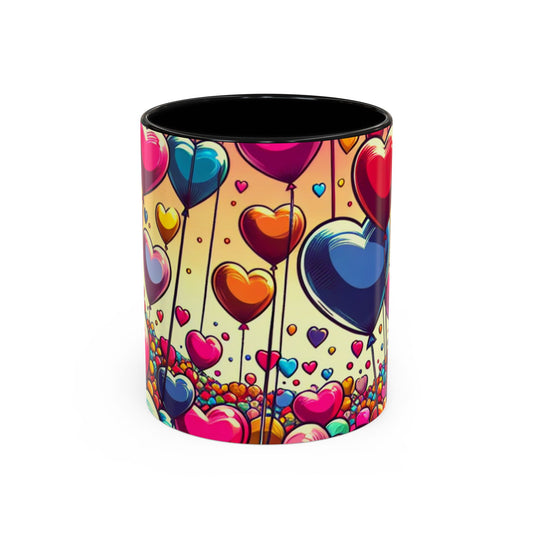 Colorful Heart Balloons Accent Coffee Mug - Perfect for Love & Friendship Celebrations