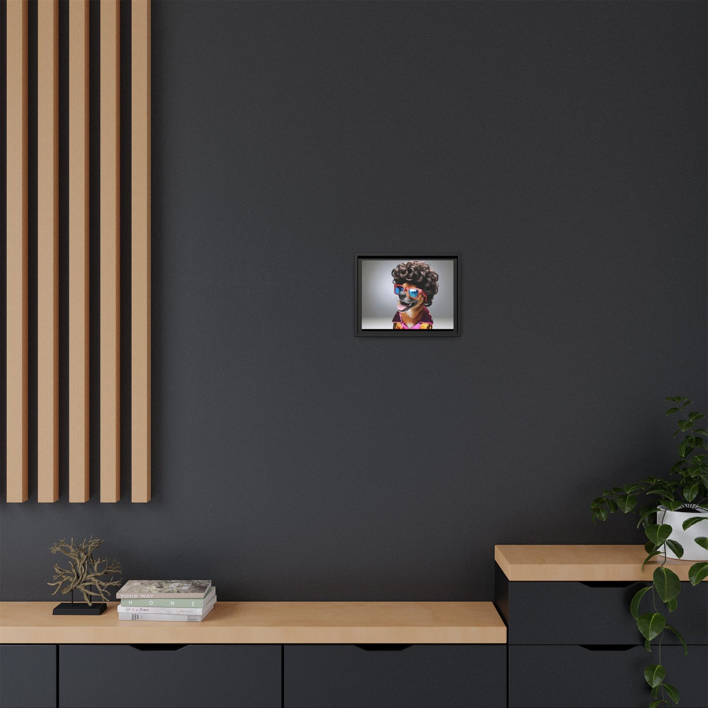 Funny Dog Portrait Wall Art - Funky Framed Matte Canvas