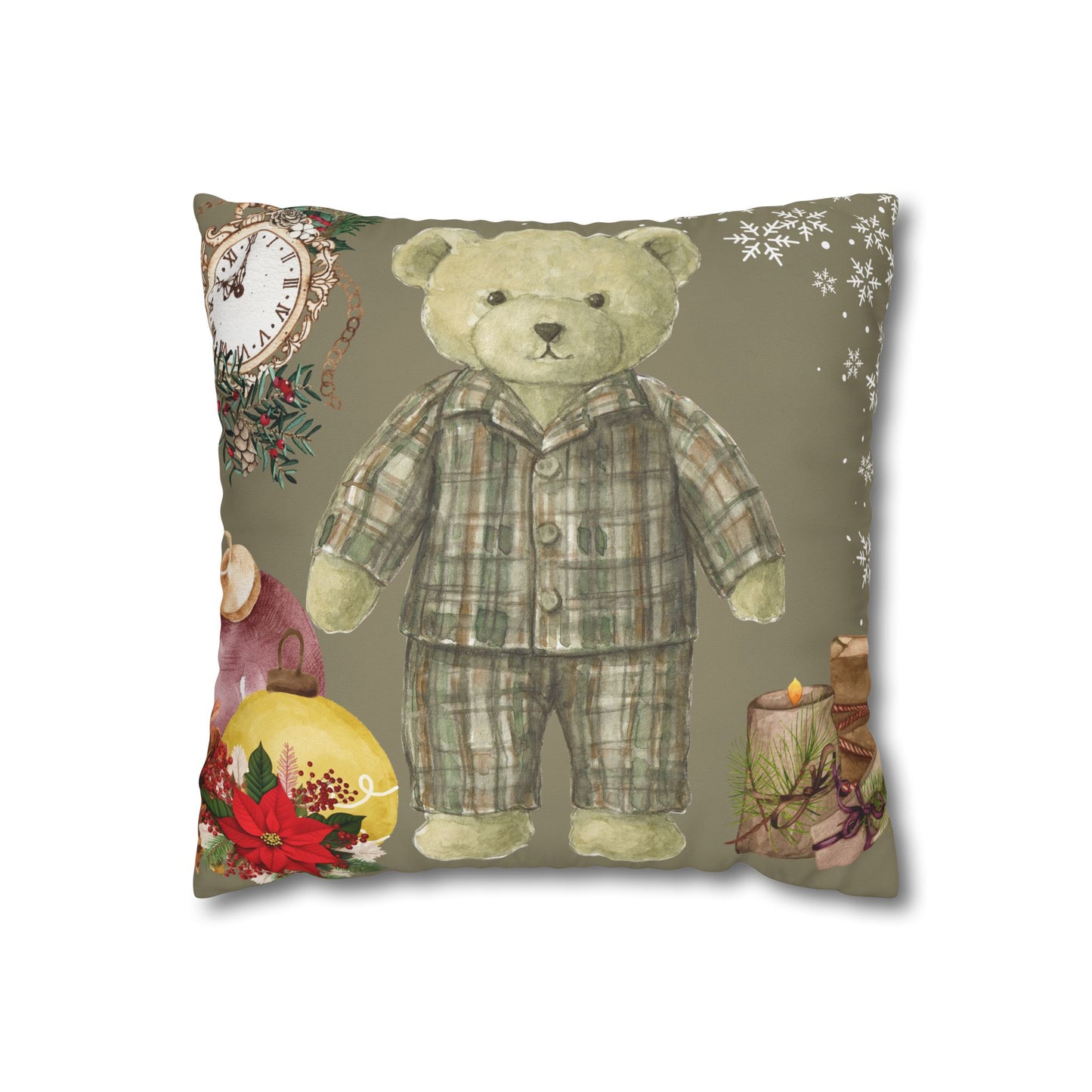 Vintage Teddy Bear Holiday Pillowcase