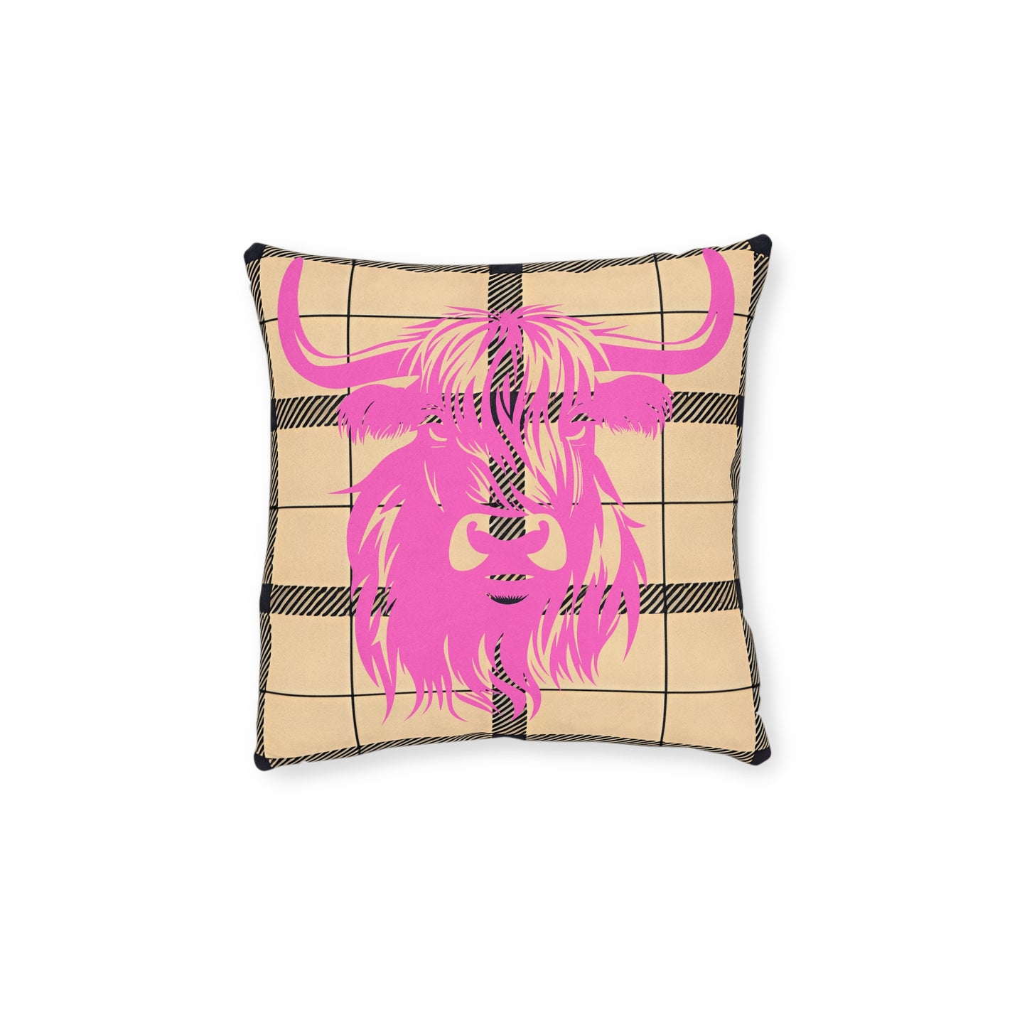 Chic Highland Cow Pillow, Cozy Home Decor, Farmhouse Accent, Personalized Gift, Cute Room Decor, Cow Print Cushion