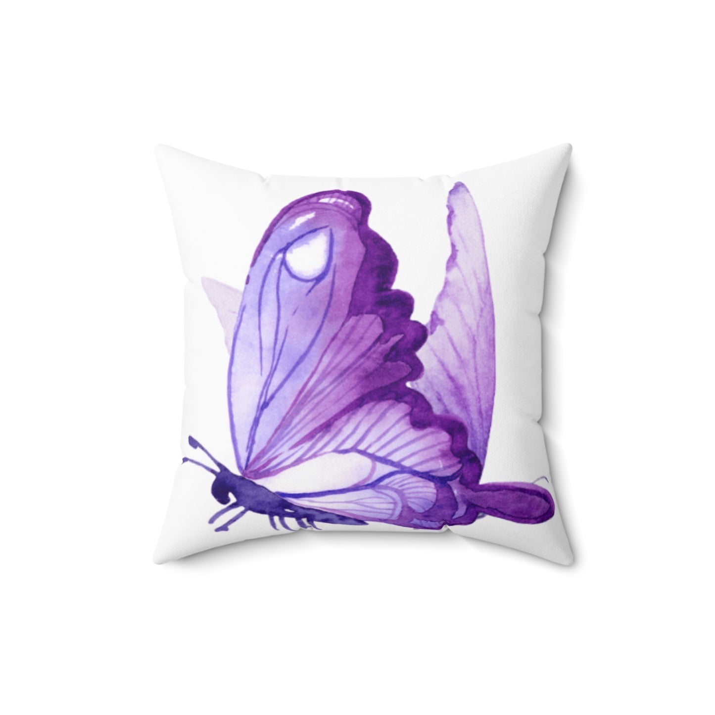 Purple Butterfly Square Pillow - Soft Spun Polyester Cushion for Home Decor