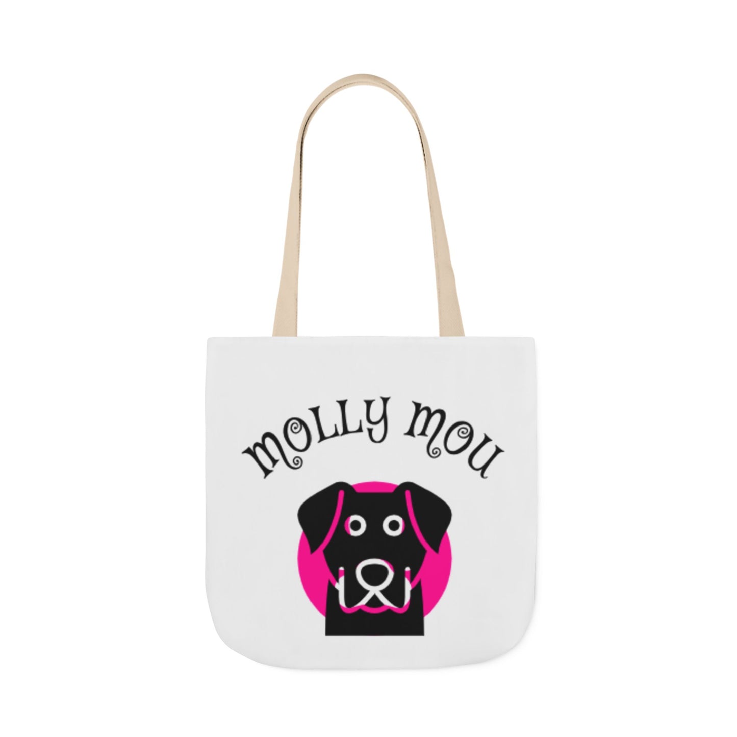 Personalized Dog Lover Canvas Tote Bag - Molly Mou Design with 5-Color Straps
